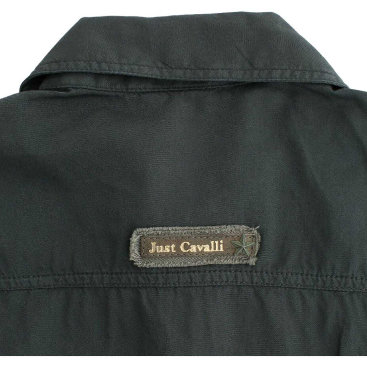Cavalli Elegant Gray Cotton Button Down Shirt Cavalli Dark Slate Gray