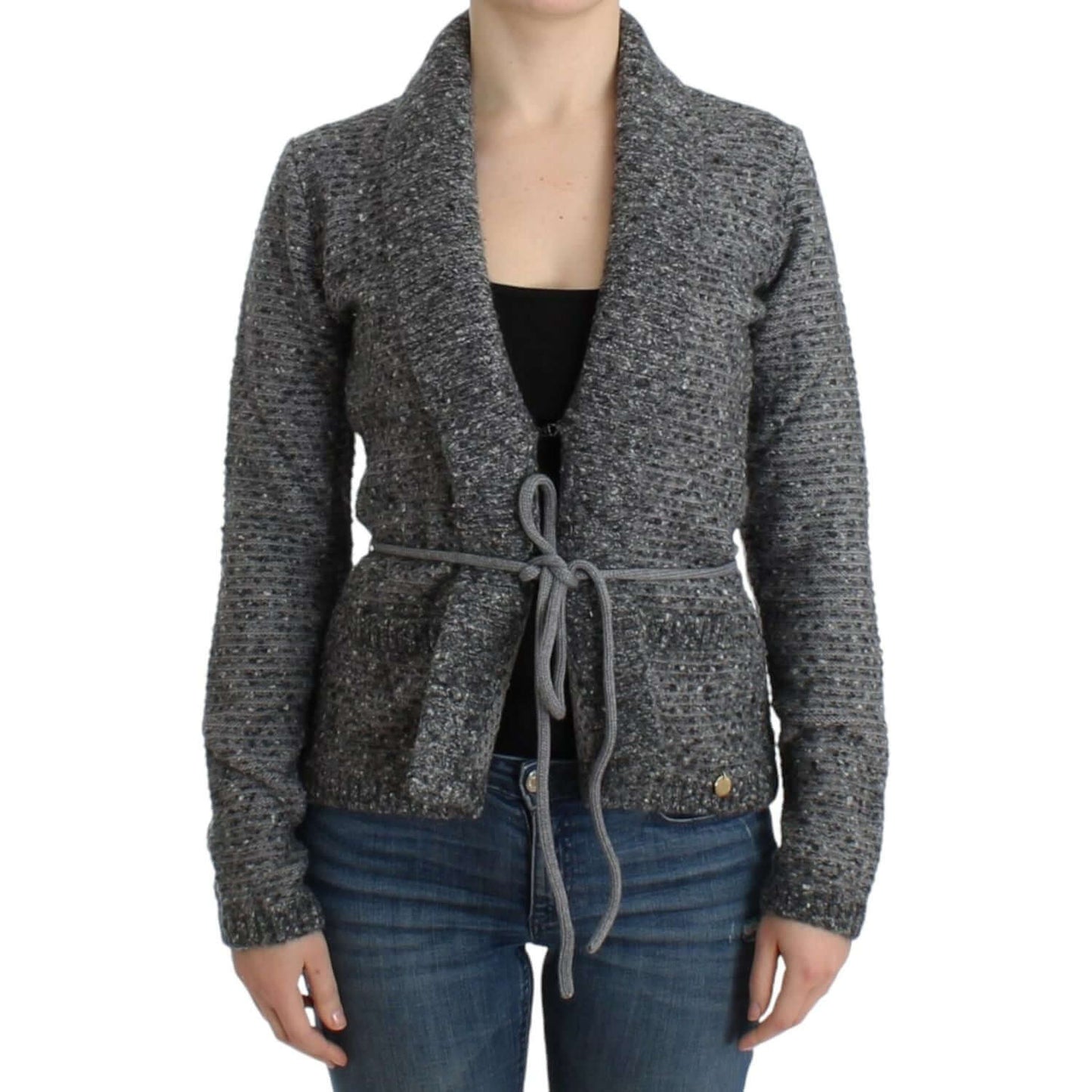 Cavalli Elegant Gray Wool Blend Cardigan