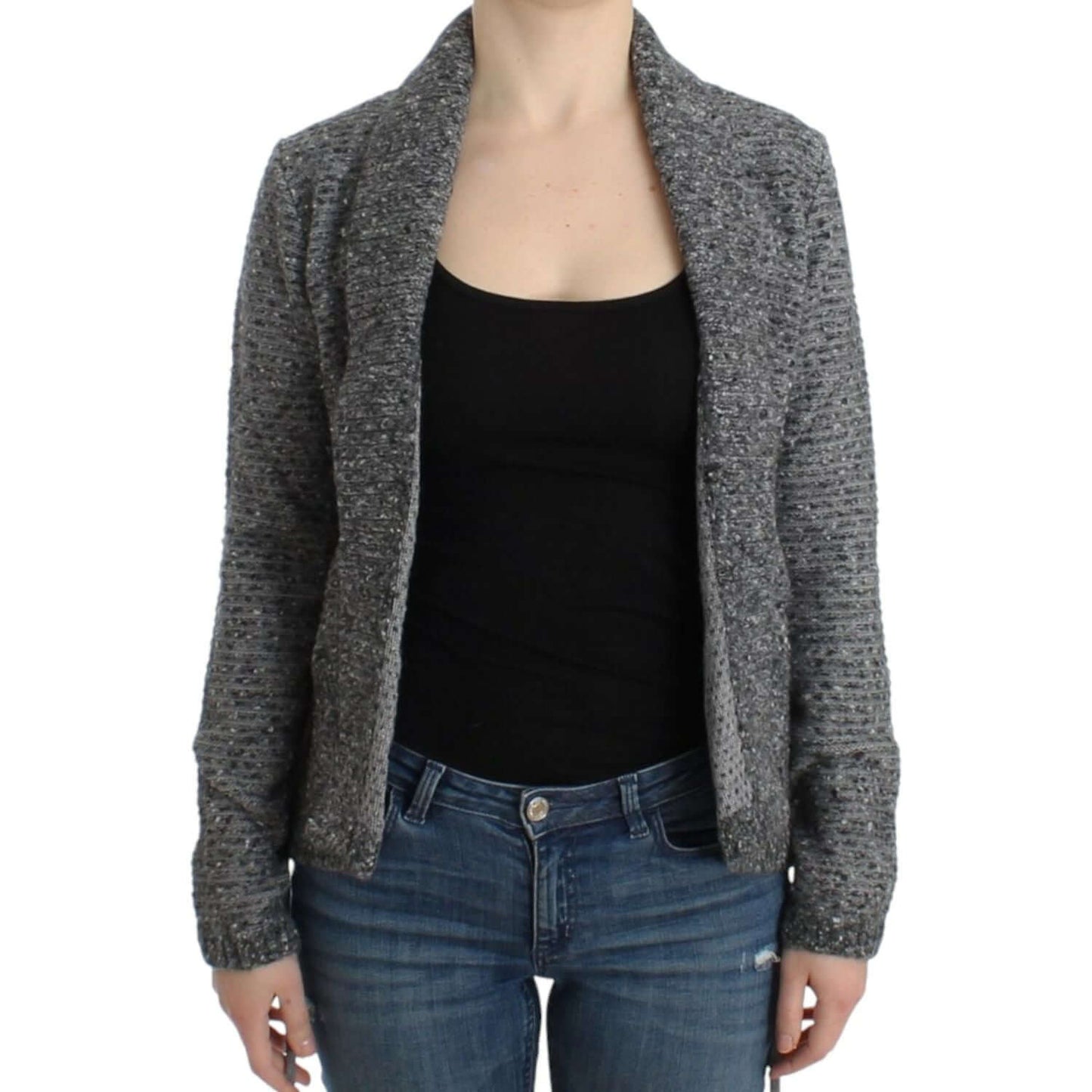 Cavalli Elegant Gray Wool Blend Cardigan