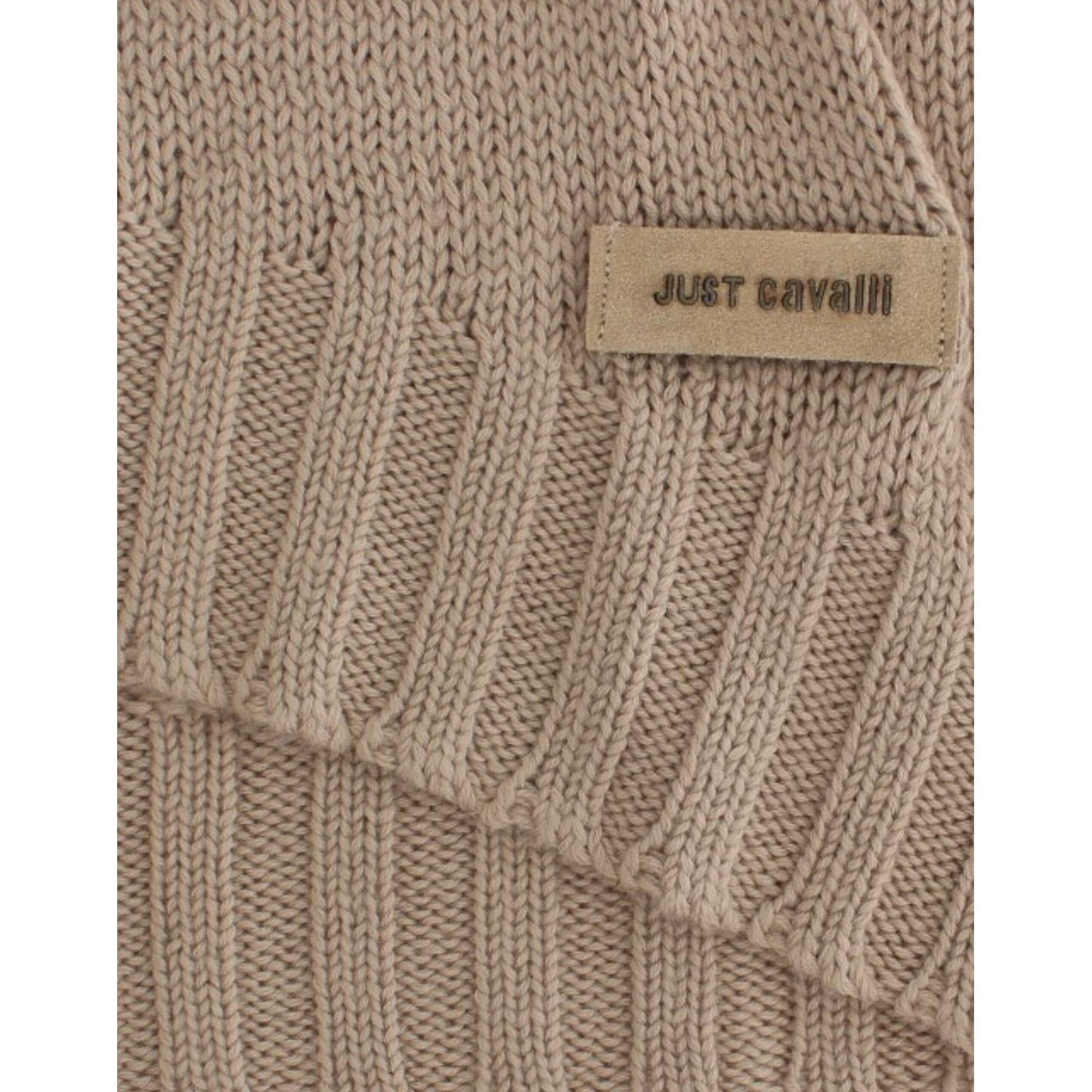 Cavalli Elegant Beige Knitted Crew Neck Sweater Cavalli Rosy Brown