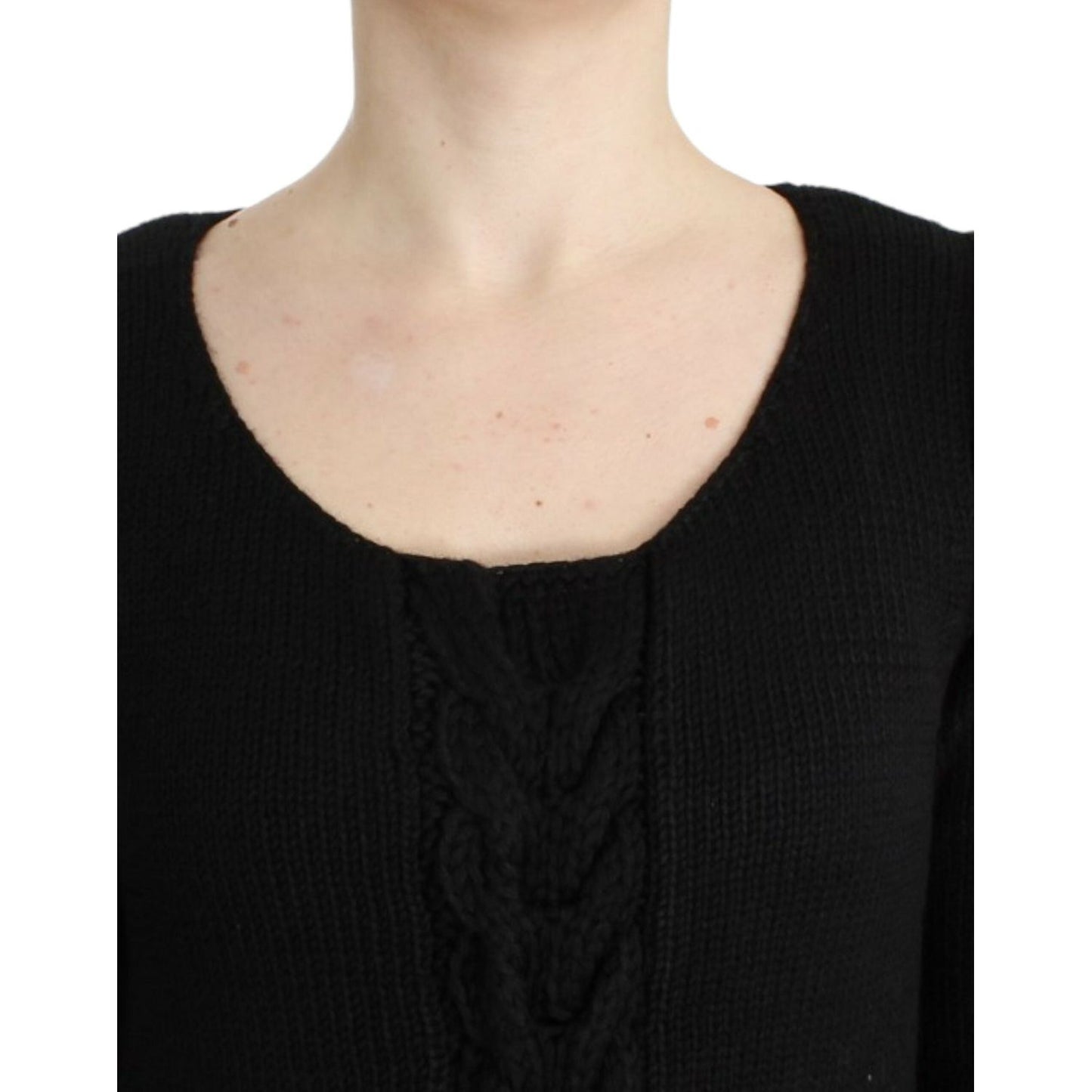 Cavalli Alluring Black Knitted Crew Neck Sweater Cavalli Black