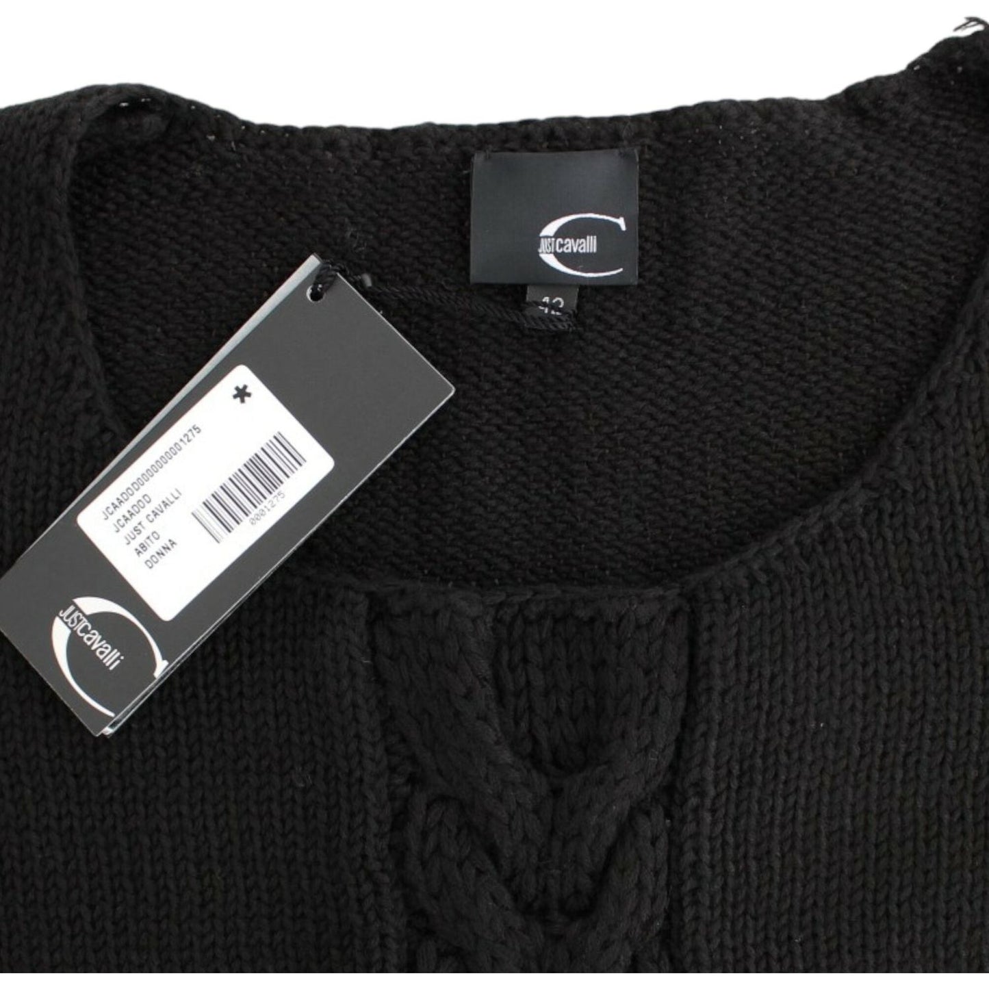 Cavalli Alluring Black Knitted Crew Neck Sweater Cavalli Black