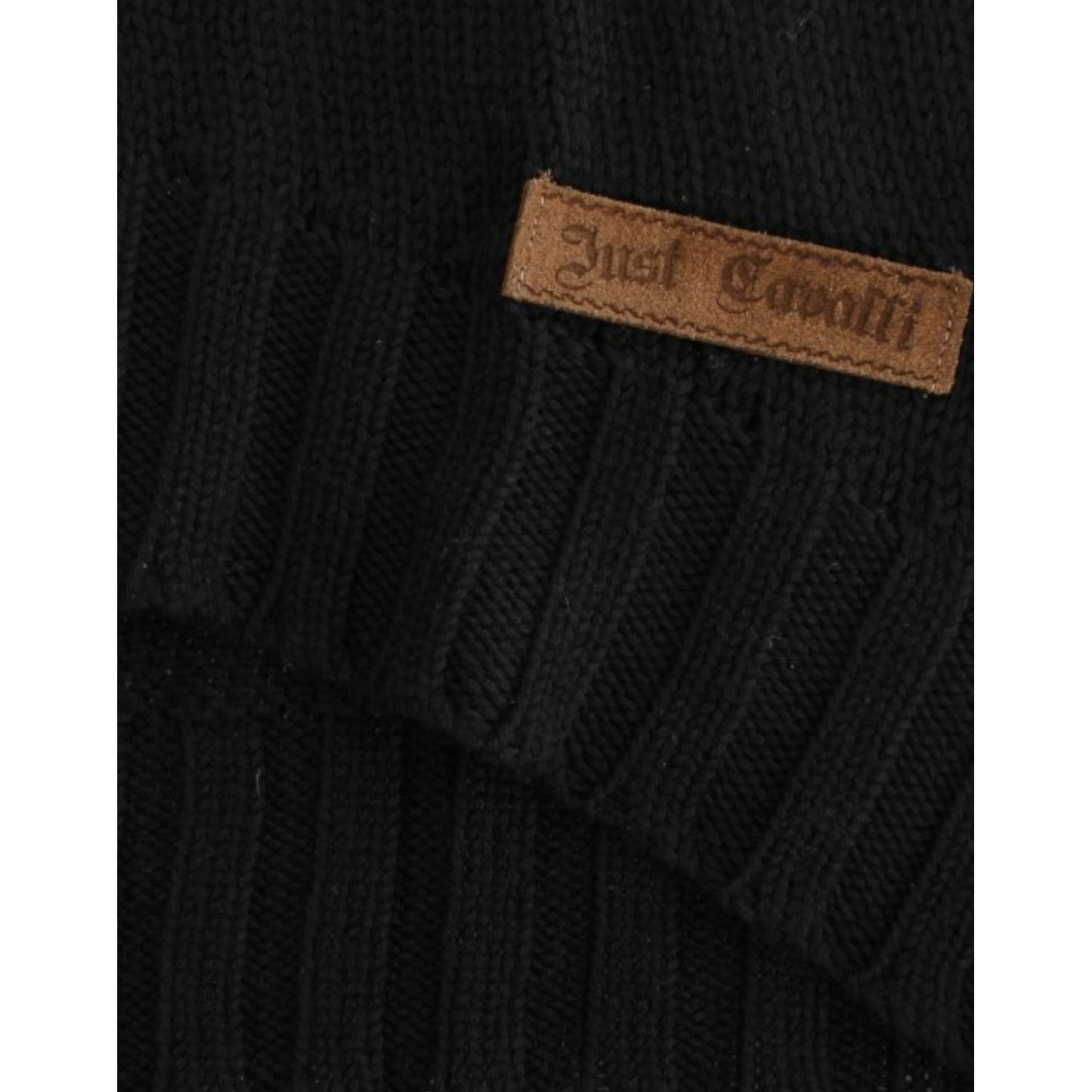 Cavalli Alluring Black Knitted Crew Neck Sweater Cavalli Black