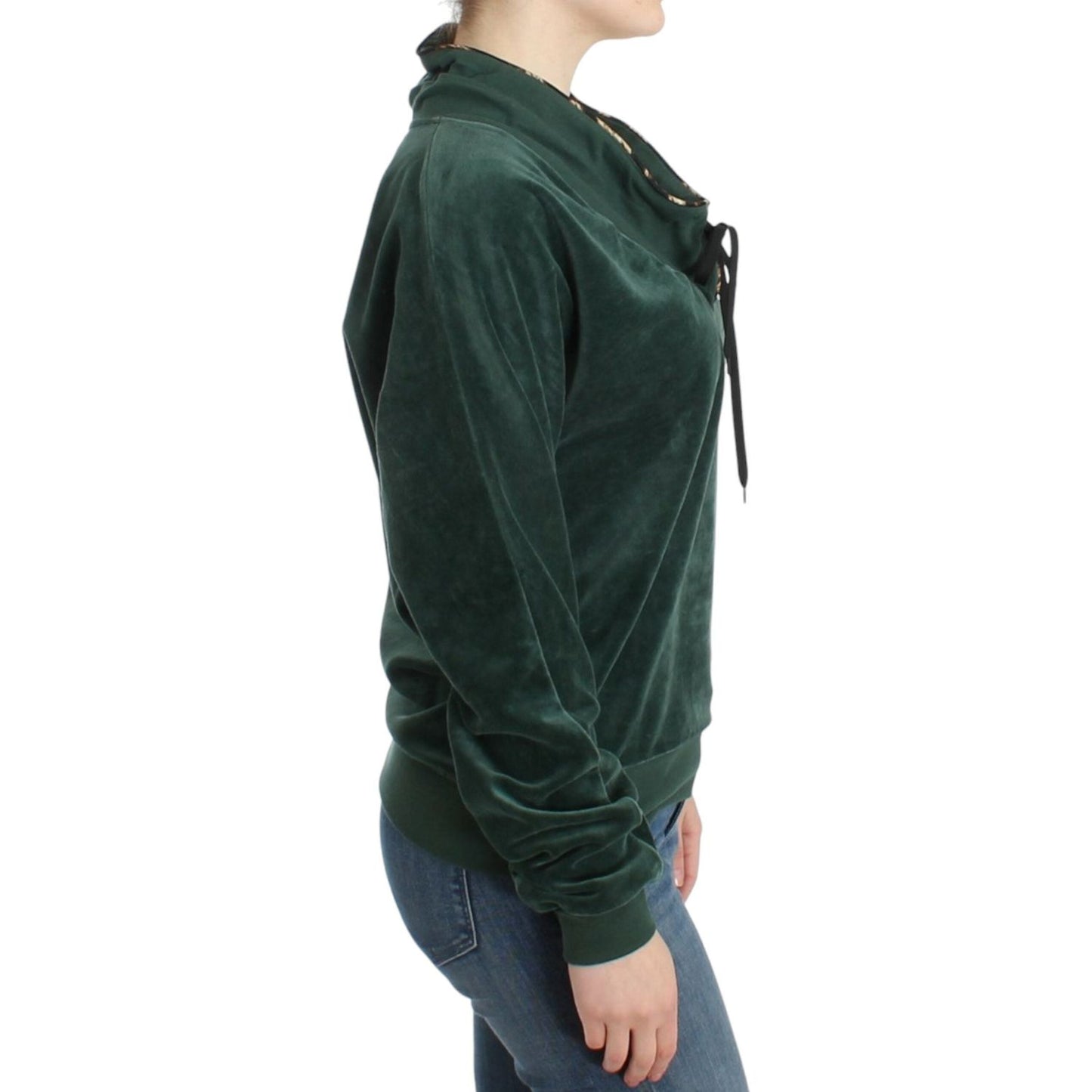 Cavalli Elegant Green Mock Sweater with Rhinestone Detail Cavalli Dark Slate Gray