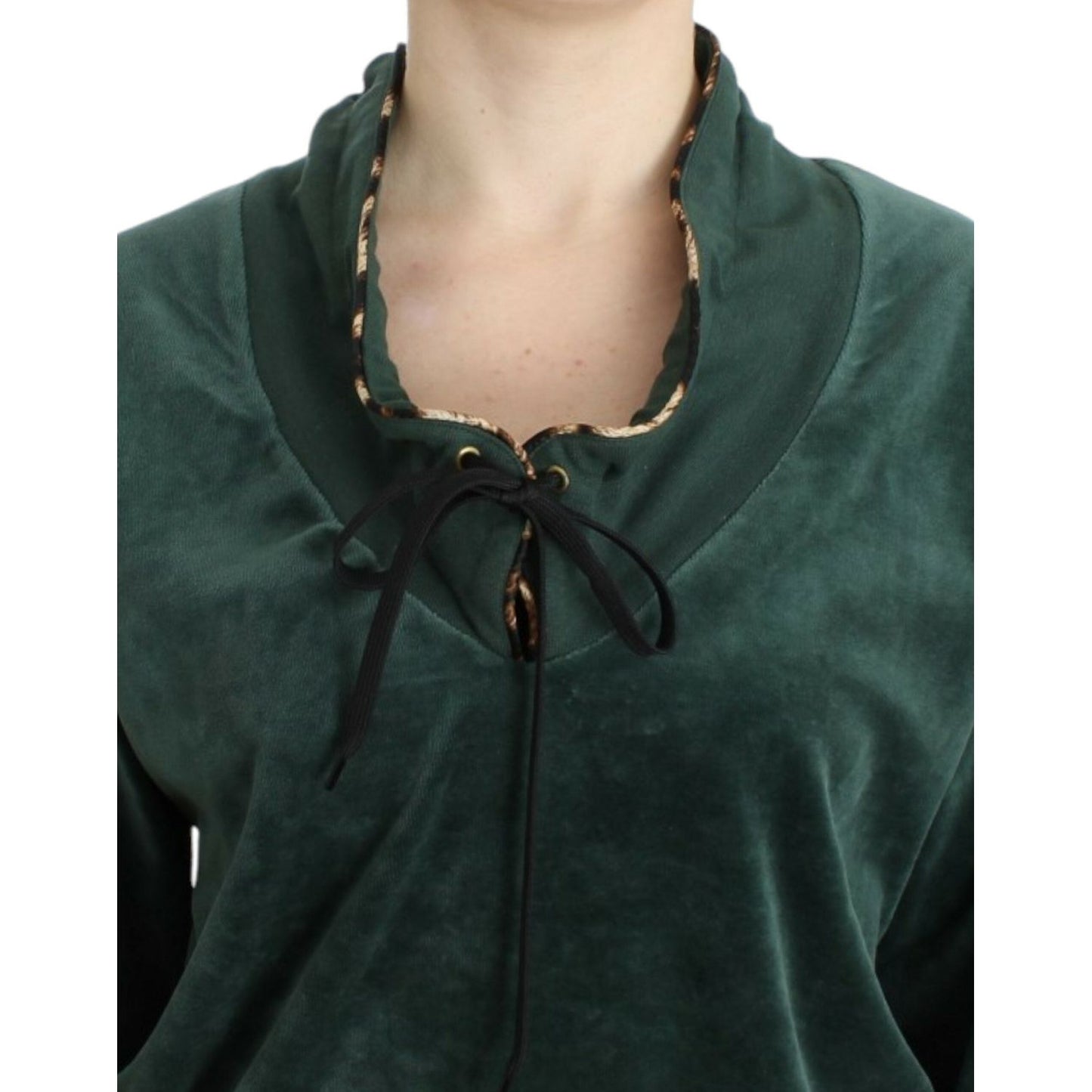 Cavalli Elegant Green Mock Sweater with Rhinestone Detail Cavalli Dark Slate Gray
