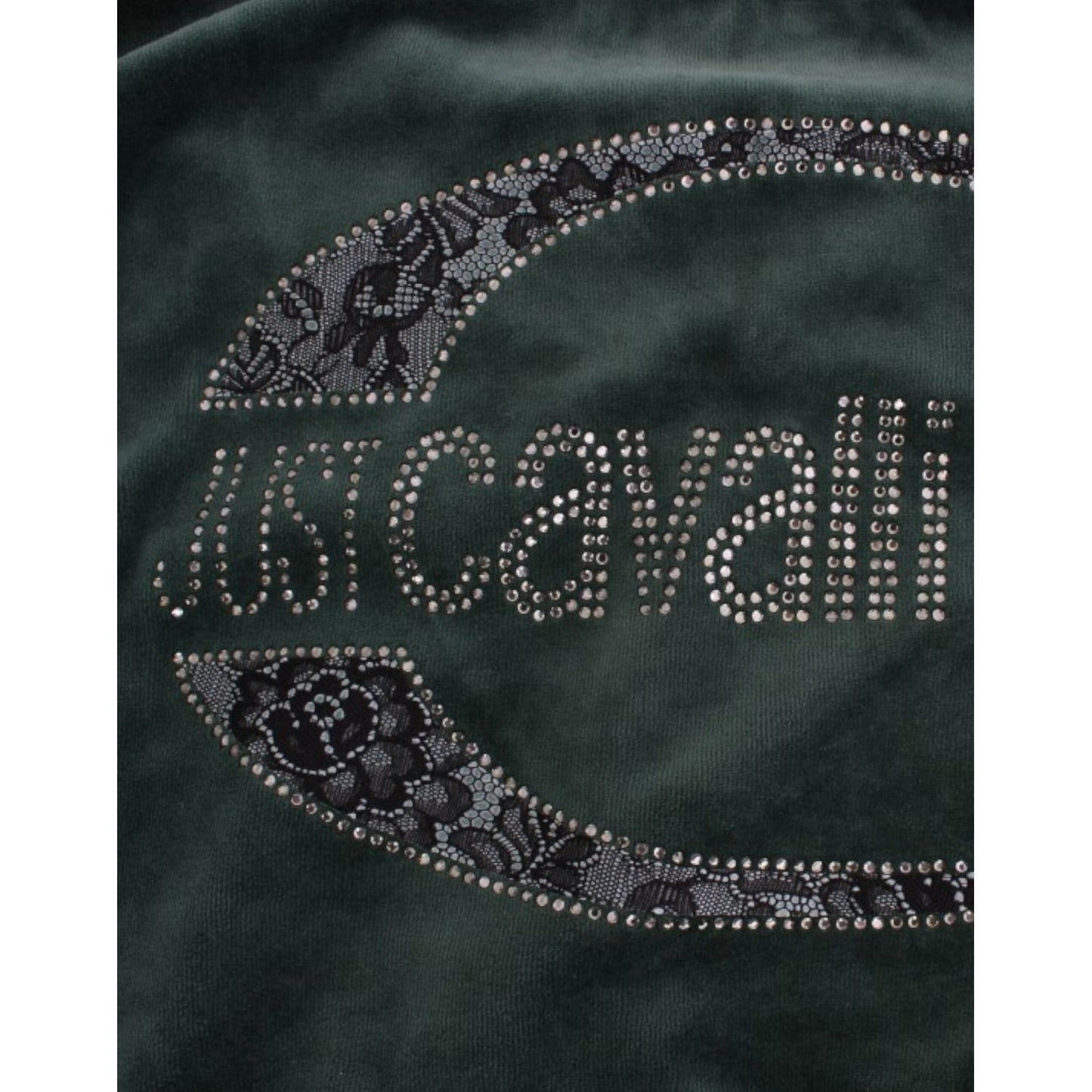 Cavalli Elegant Green Mock Sweater with Rhinestone Detail Cavalli Dark Slate Gray