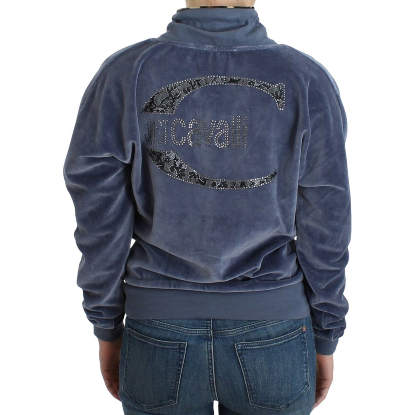Cavalli Elegant Mock Sweater with Rhinestone Detail Cavalli Dark Slate Gray
