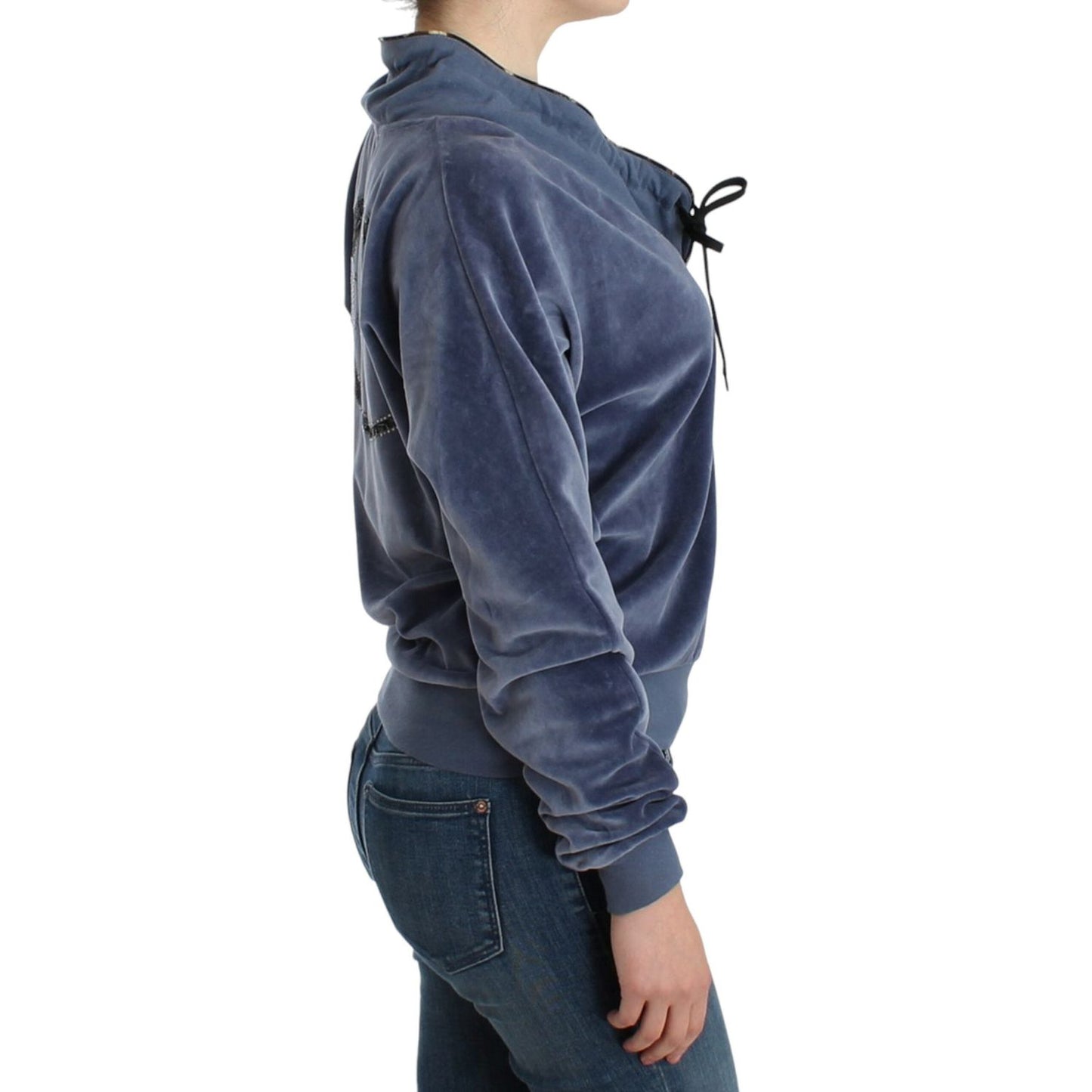 Cavalli Elegant Mock Sweater with Rhinestone Detail Cavalli Dark Slate Gray