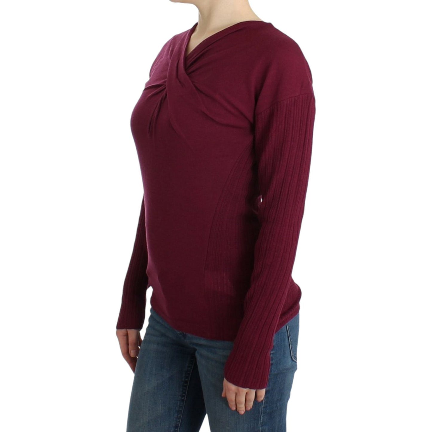 Cavalli Elegant Purple Keyhole Wool Sweater Cavalli Dark Slate Gray