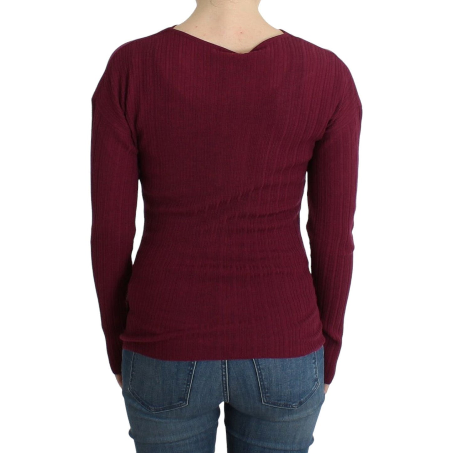 Cavalli Elegant Purple Keyhole Wool Sweater Cavalli Dark Slate Gray