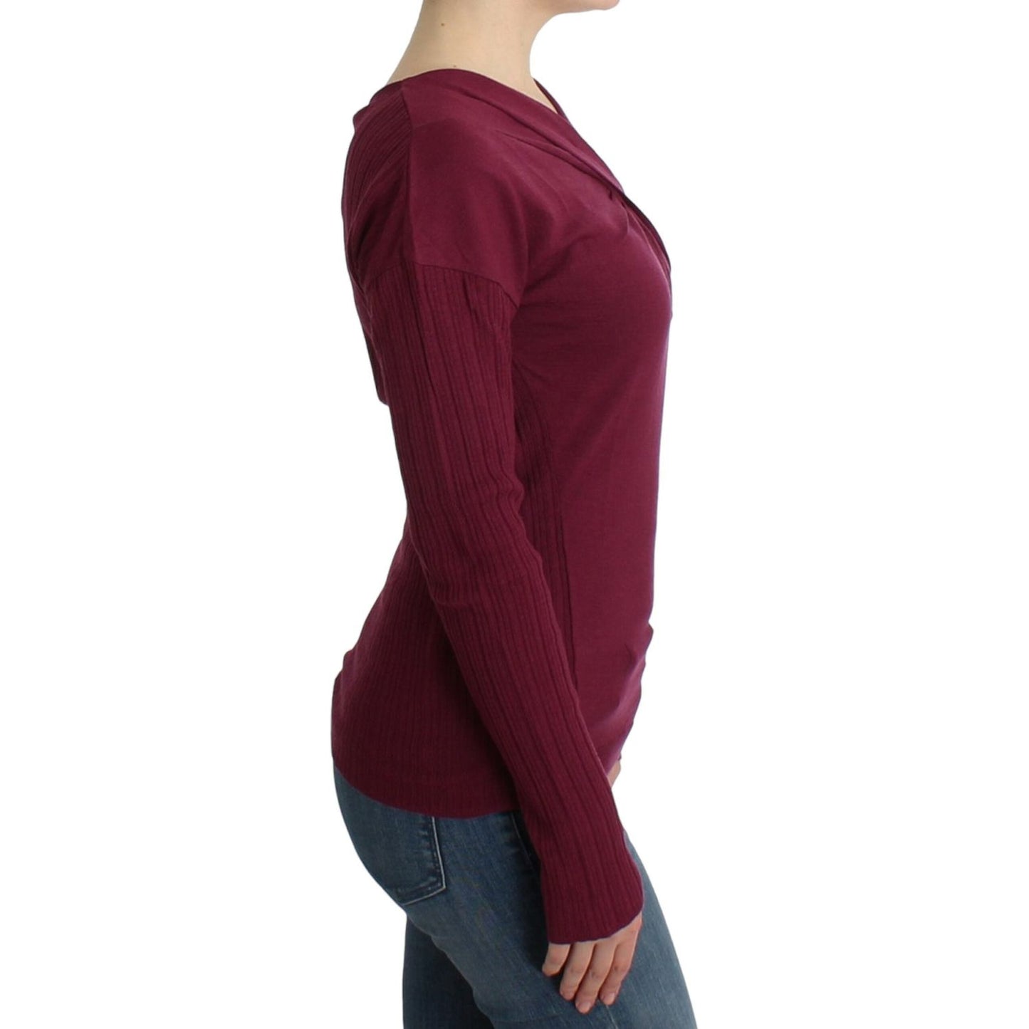 Cavalli Elegant Purple Keyhole Wool Sweater Cavalli Dark Slate Gray