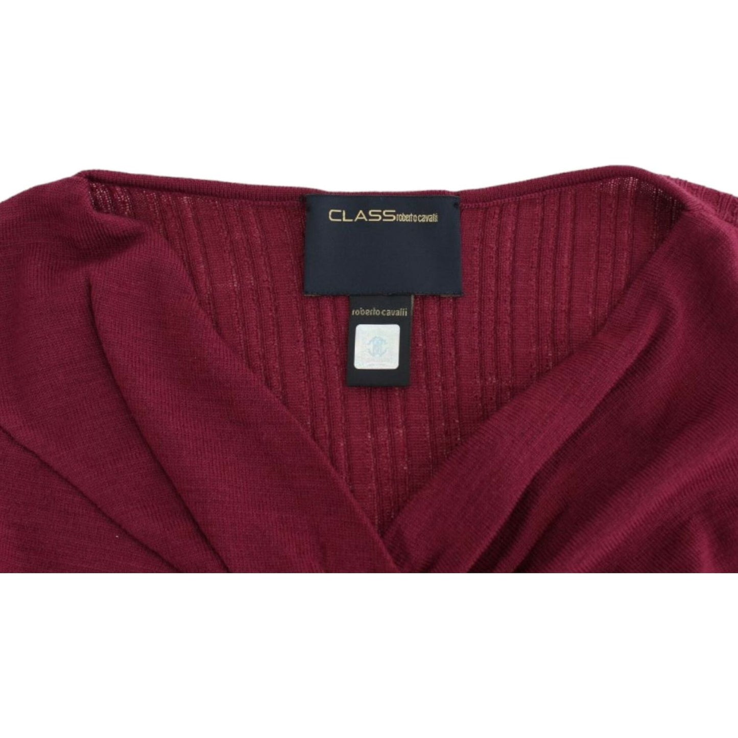Cavalli Elegant Purple Keyhole Wool Sweater Cavalli Dark Red