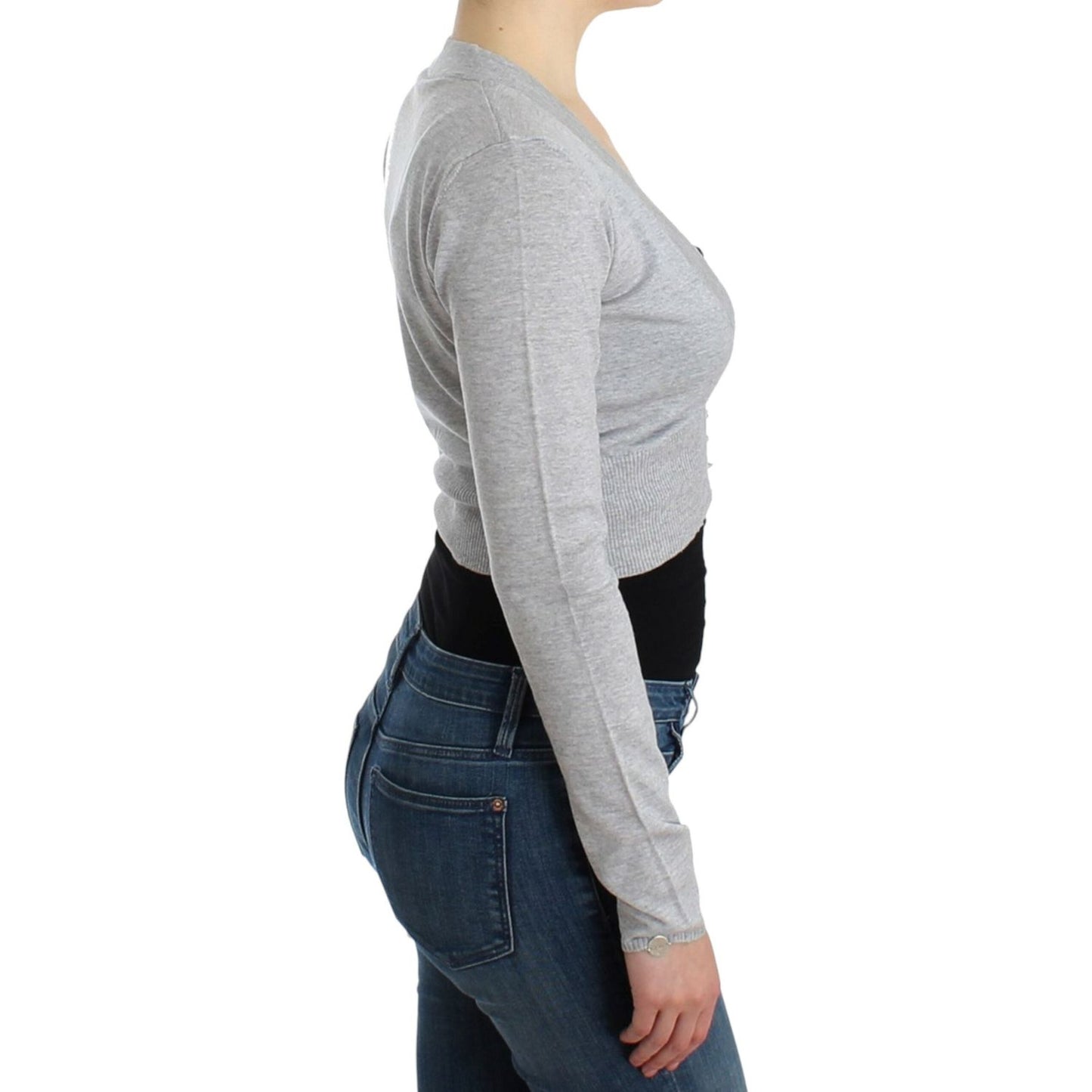 Cavalli Cropped Virgin Wool Cardigan in Chic Gray Cavalli Gray