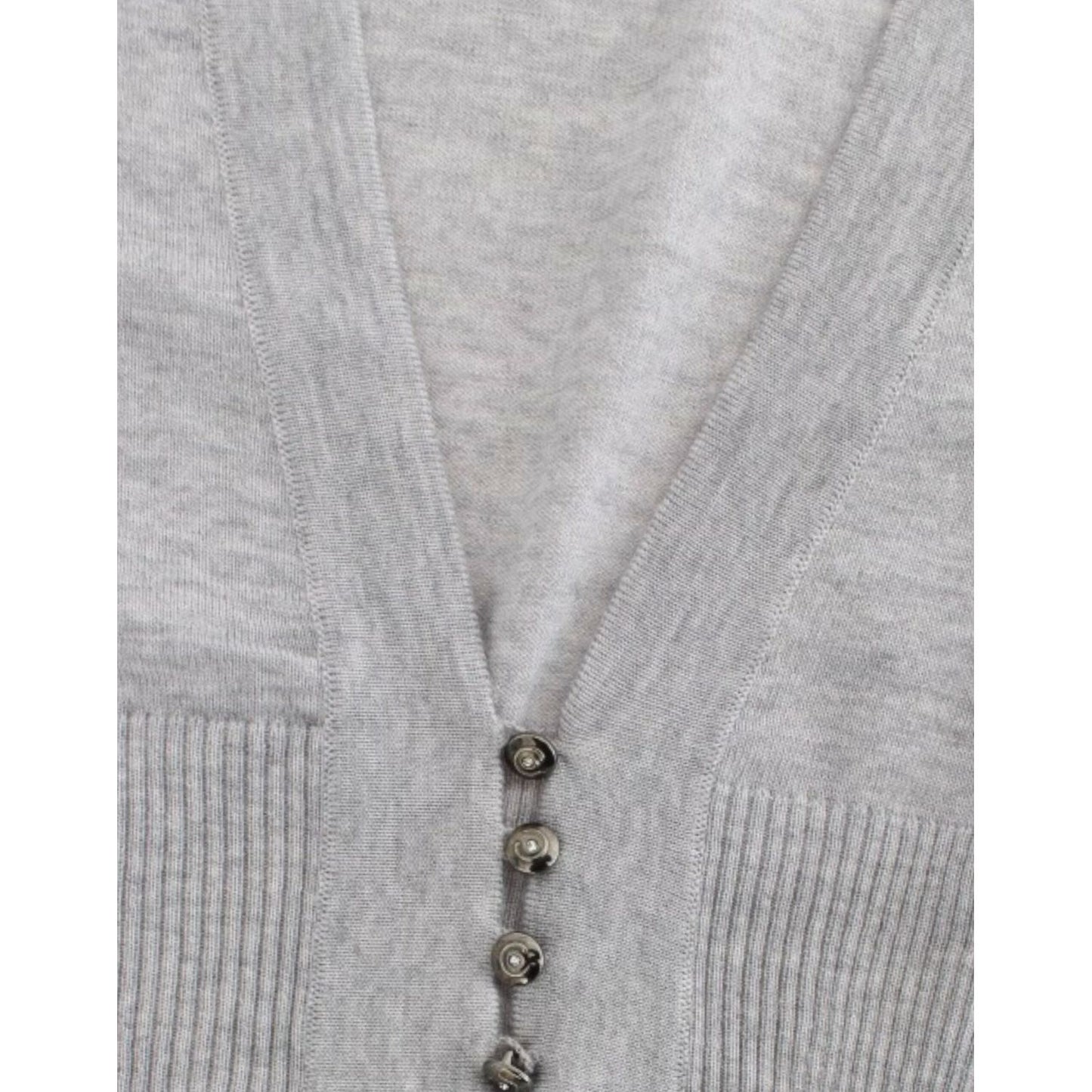Cavalli Cropped Virgin Wool Cardigan in Chic Gray Cavalli Dark Gray