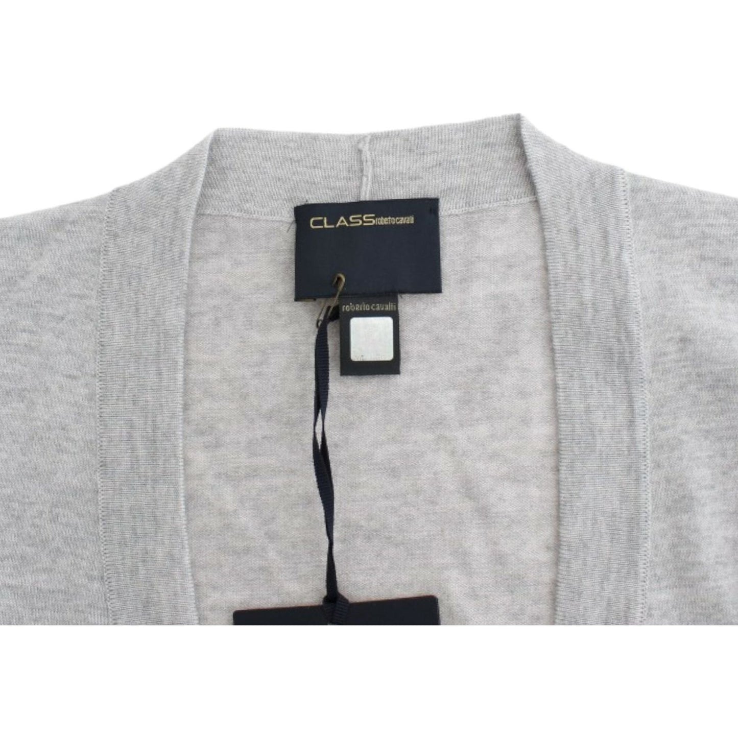 Cavalli Cropped Virgin Wool Cardigan in Chic Gray Cavalli Gray