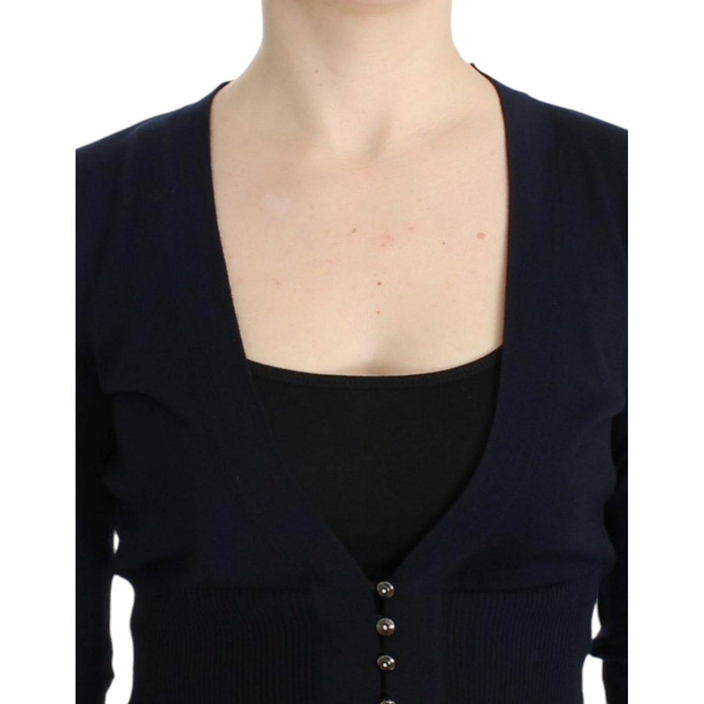 Cavalli Elegant Black Cropped Virgin Wool Cardigan Cavalli Black
