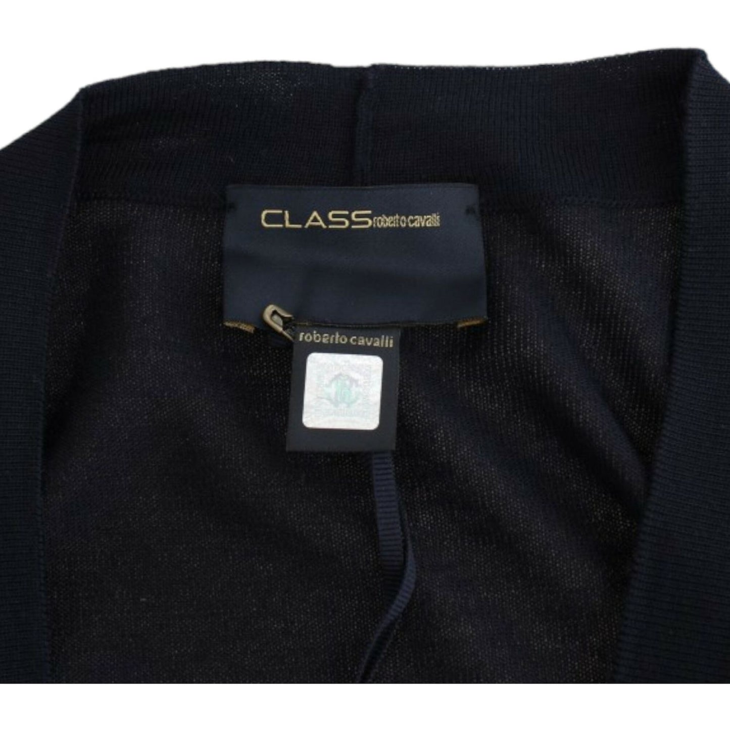 Cavalli Elegant Black Cropped Virgin Wool Cardigan Cavalli Black