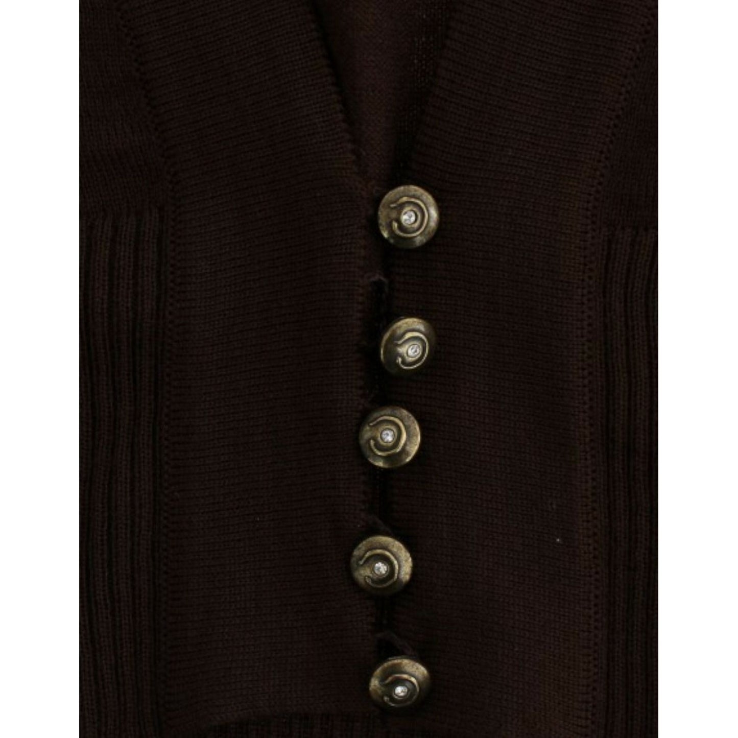 Cavalli Elegant Brown Virgin Wool Cropped Cardigan Cavalli Black