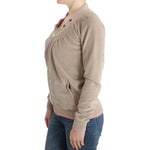 Cavalli Beige Zip Cardigan with Gold Tone Accents Cavalli Rosy Brown