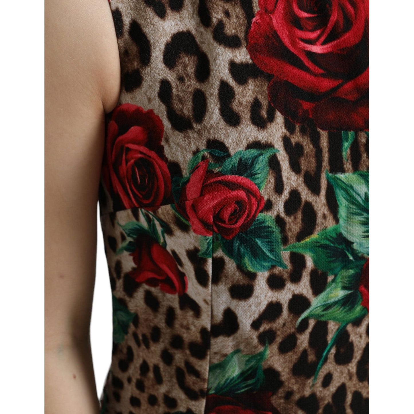 Dolce & Gabbana Elegant Leopard Floral A-Line Dress Dolce & Gabbana Dark Slate Gray