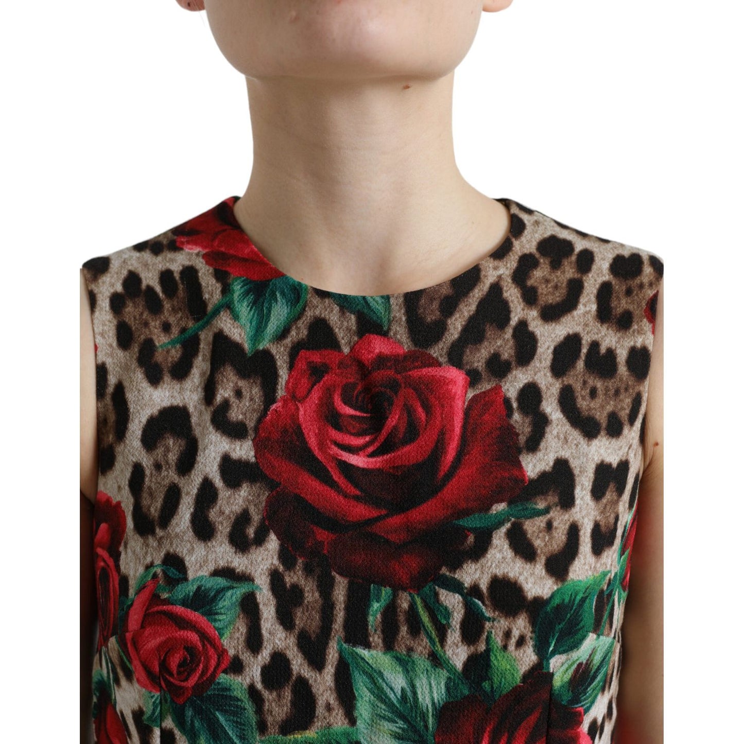 Dolce & Gabbana Elegant Leopard Floral A-Line Dress Dolce & Gabbana Dark Slate Gray