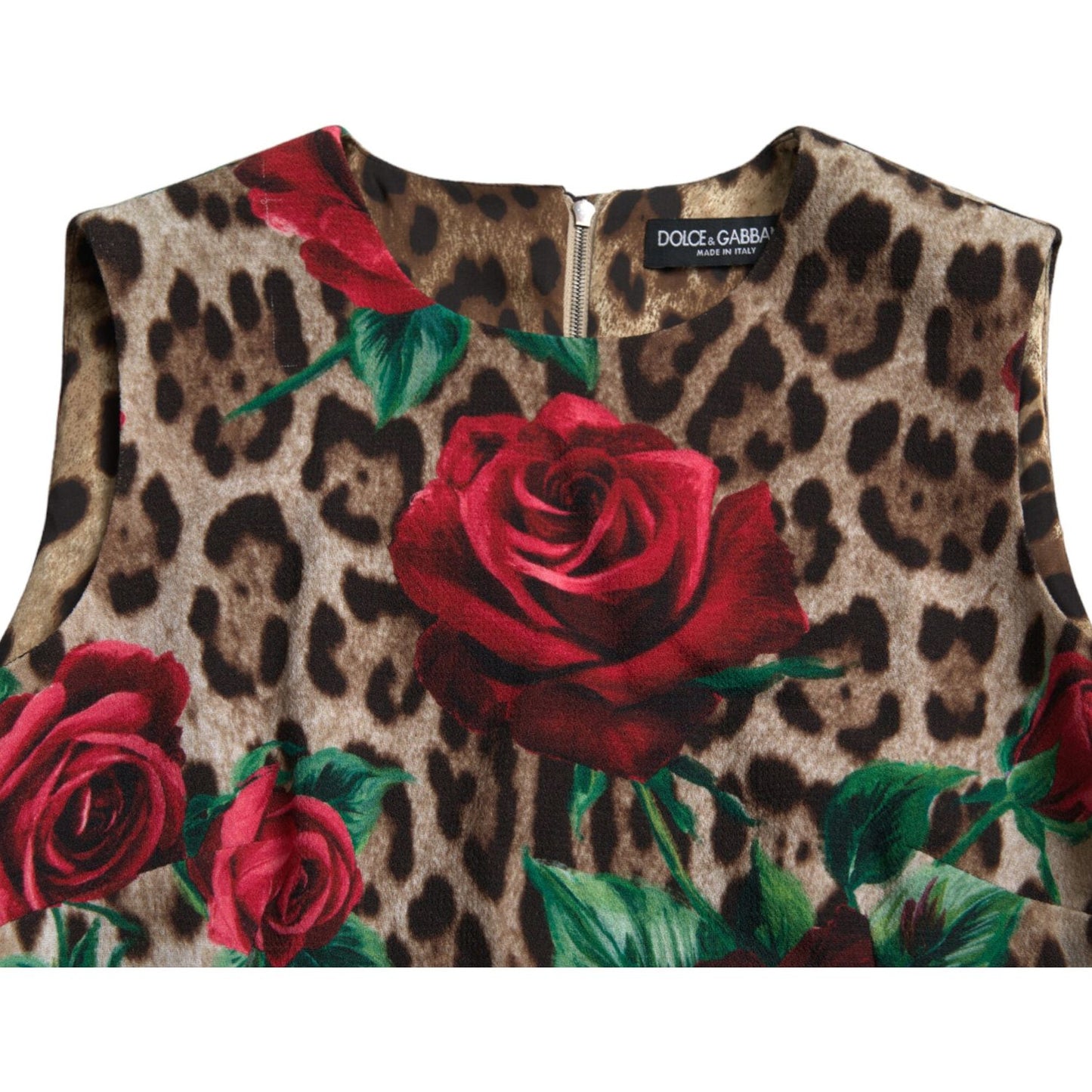 Dolce & Gabbana Elegant Leopard Floral A-Line Dress Dolce & Gabbana Dark Slate Gray