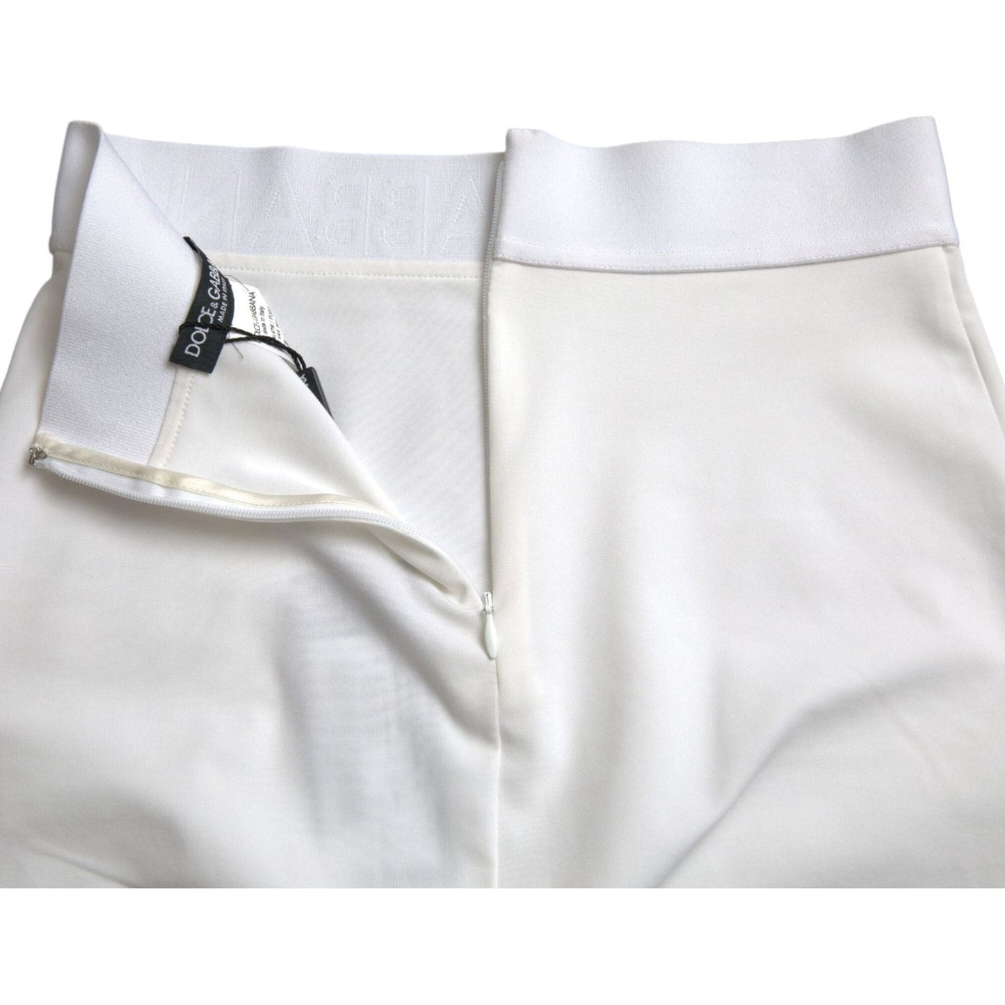 Dolce & Gabbana White Viscose High Waist Pencil Cut Mini Skirt SKI1939-40