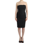 Cavalli Elegant Gray Strapless Dress with Gold Accents Cavalli Tan