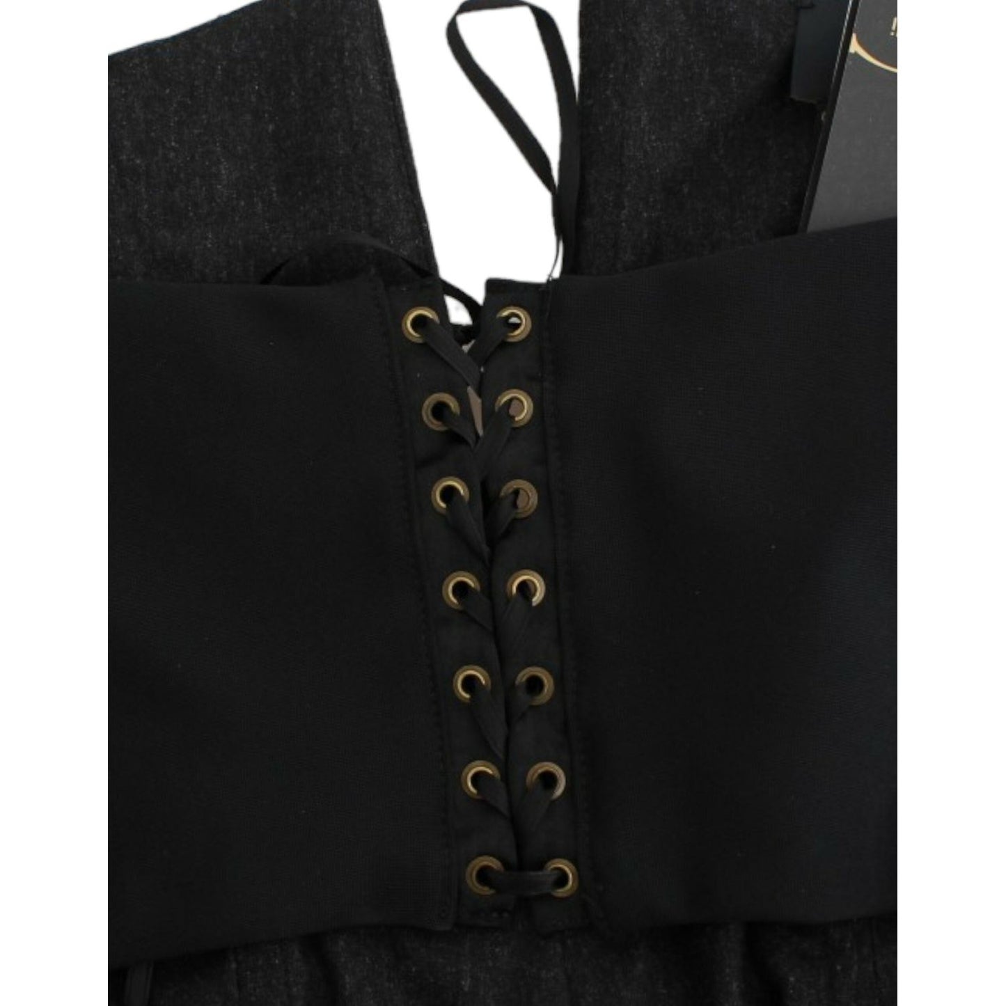 Cavalli Elegant Gray Strapless Dress with Gold Accents Cavalli Black