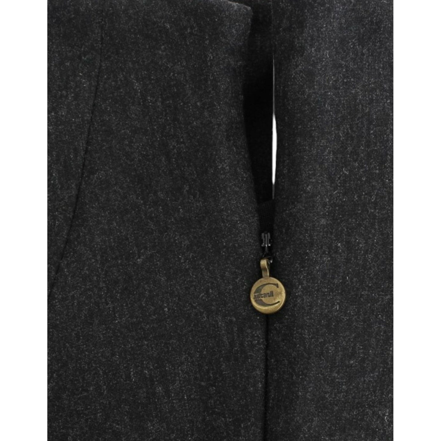 Cavalli Elegant Gray Strapless Dress with Gold Accents Cavalli Dark Slate Gray