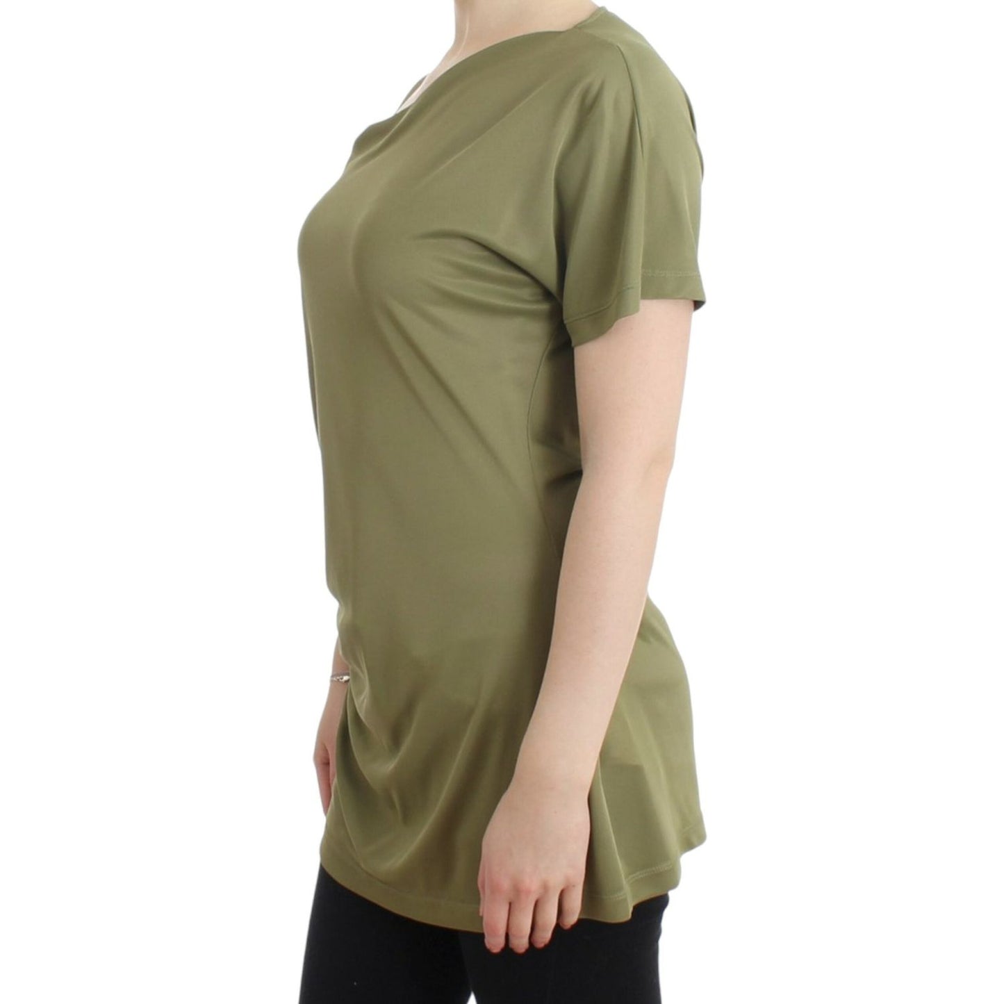 Cavalli Elegant Green Jersey Blouse with Gold Accents Cavalli Dim Gray