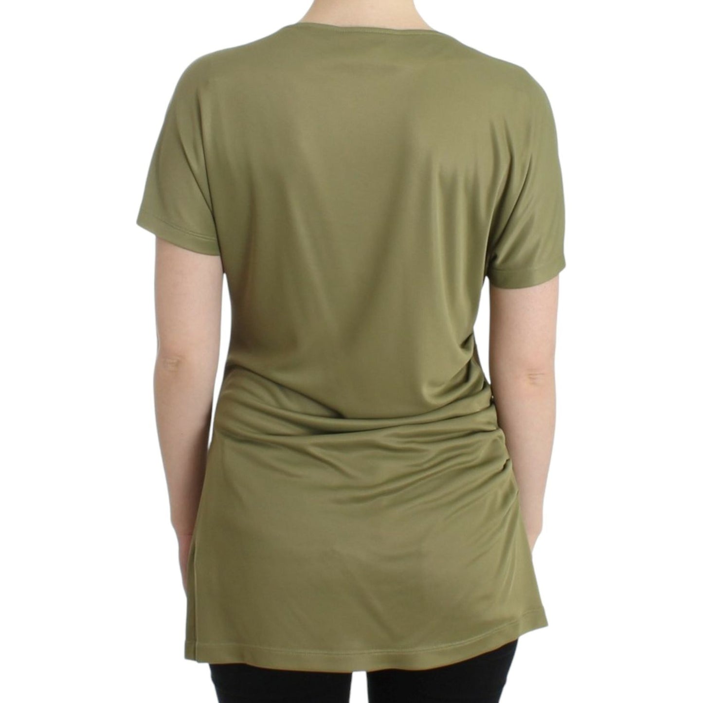 Cavalli Elegant Green Jersey Blouse with Gold Accents Cavalli Dim Gray