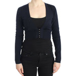 Cavalli Elegant Cropped Virgin Wool Cardigan Cavalli Black