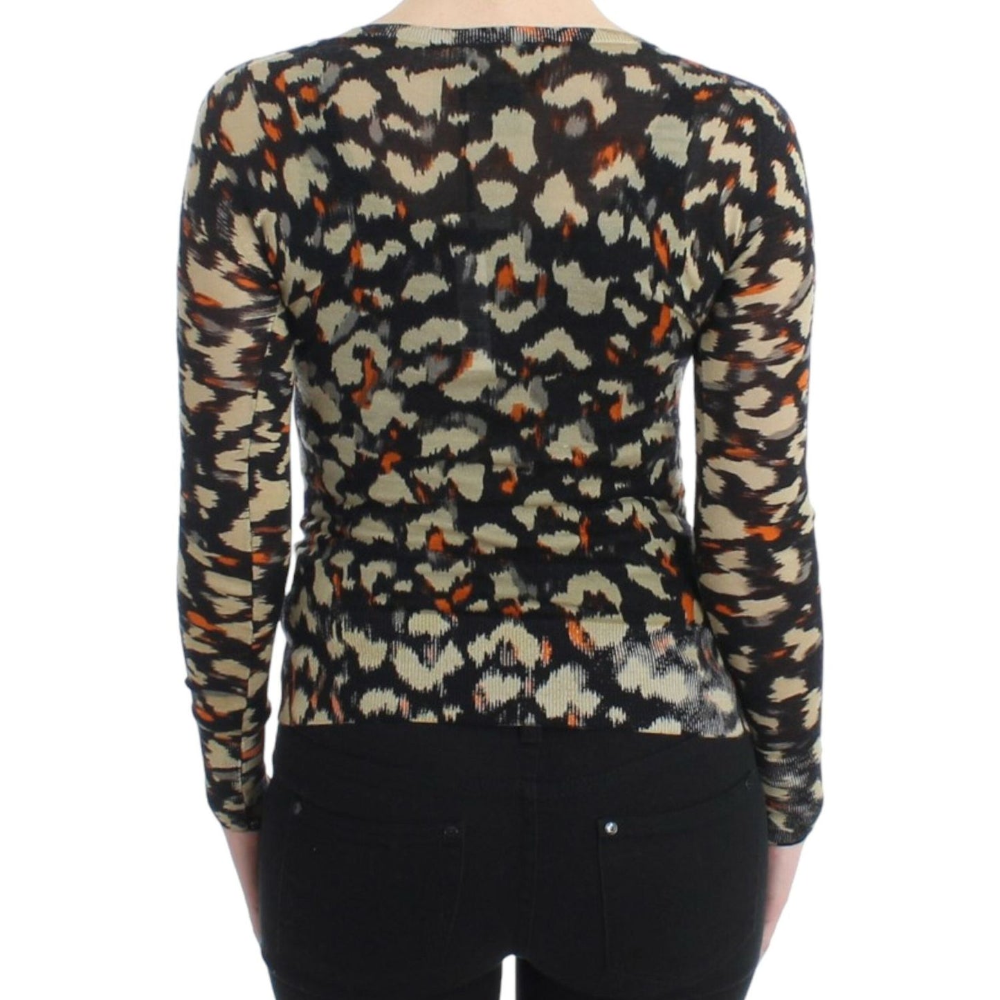 Cavalli Elegant Multicolor V-Neck Wool Jumper Cavalli Dark Slate Gray