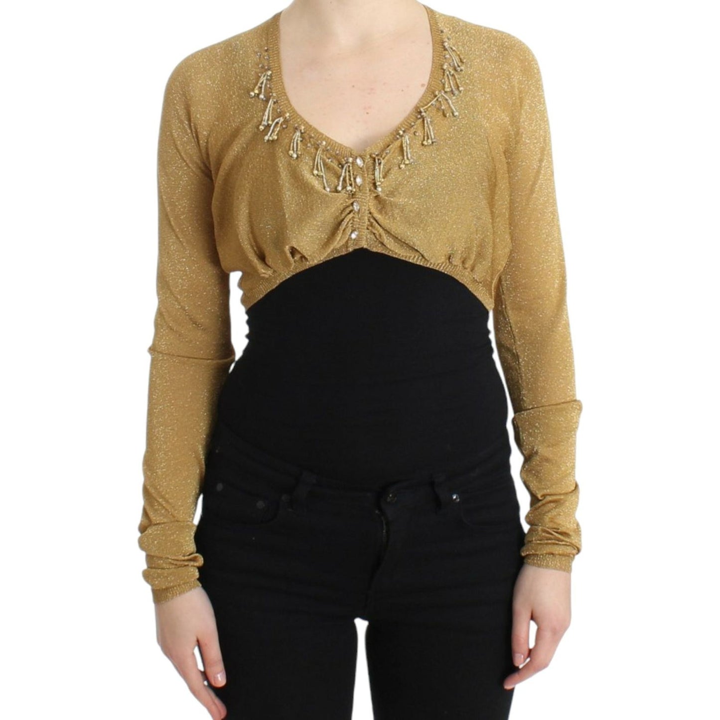 Cavalli Embellished Gold Shimmer Shrug Cavalli Black