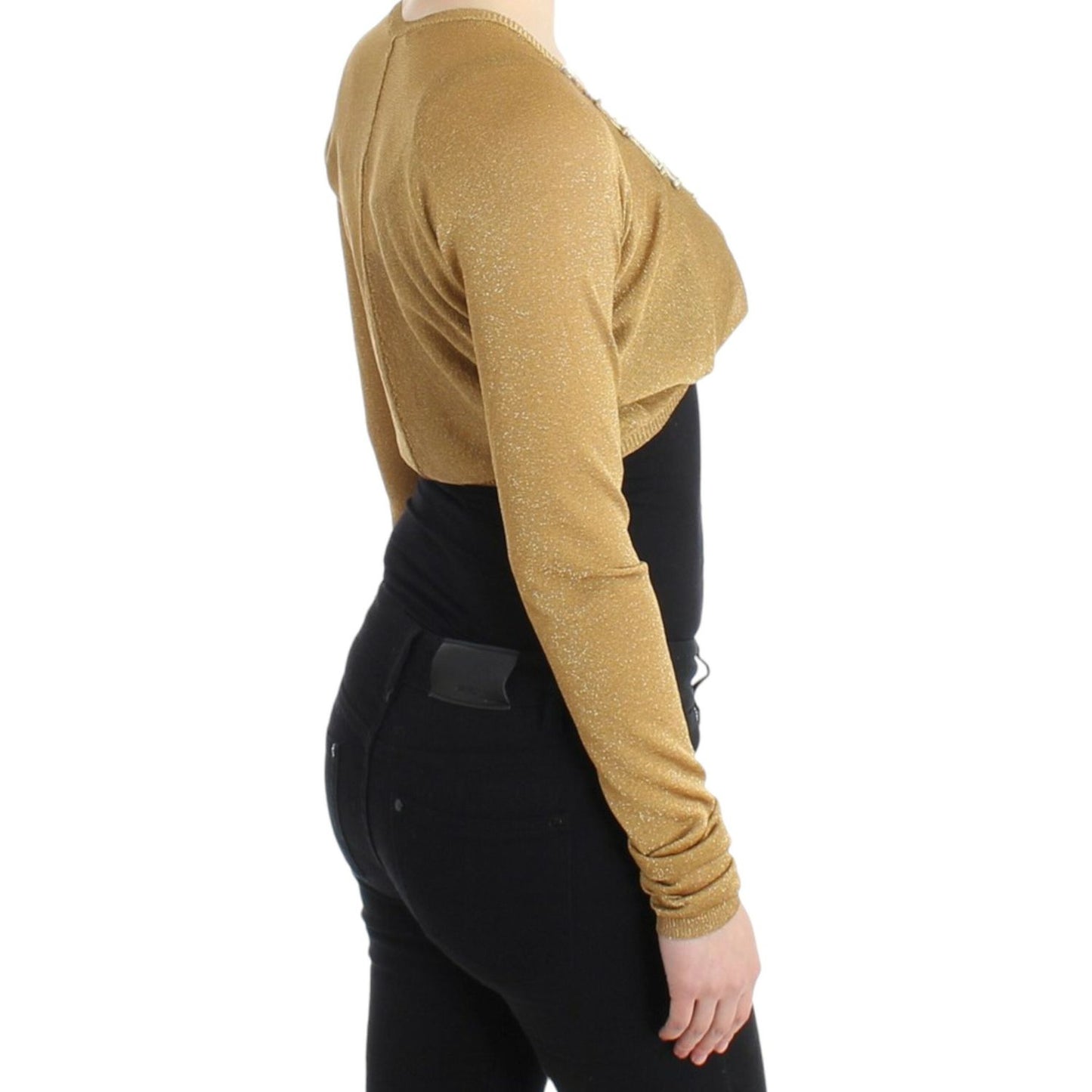 Cavalli Embellished Gold Shimmer Shrug Cavalli Dark Khaki