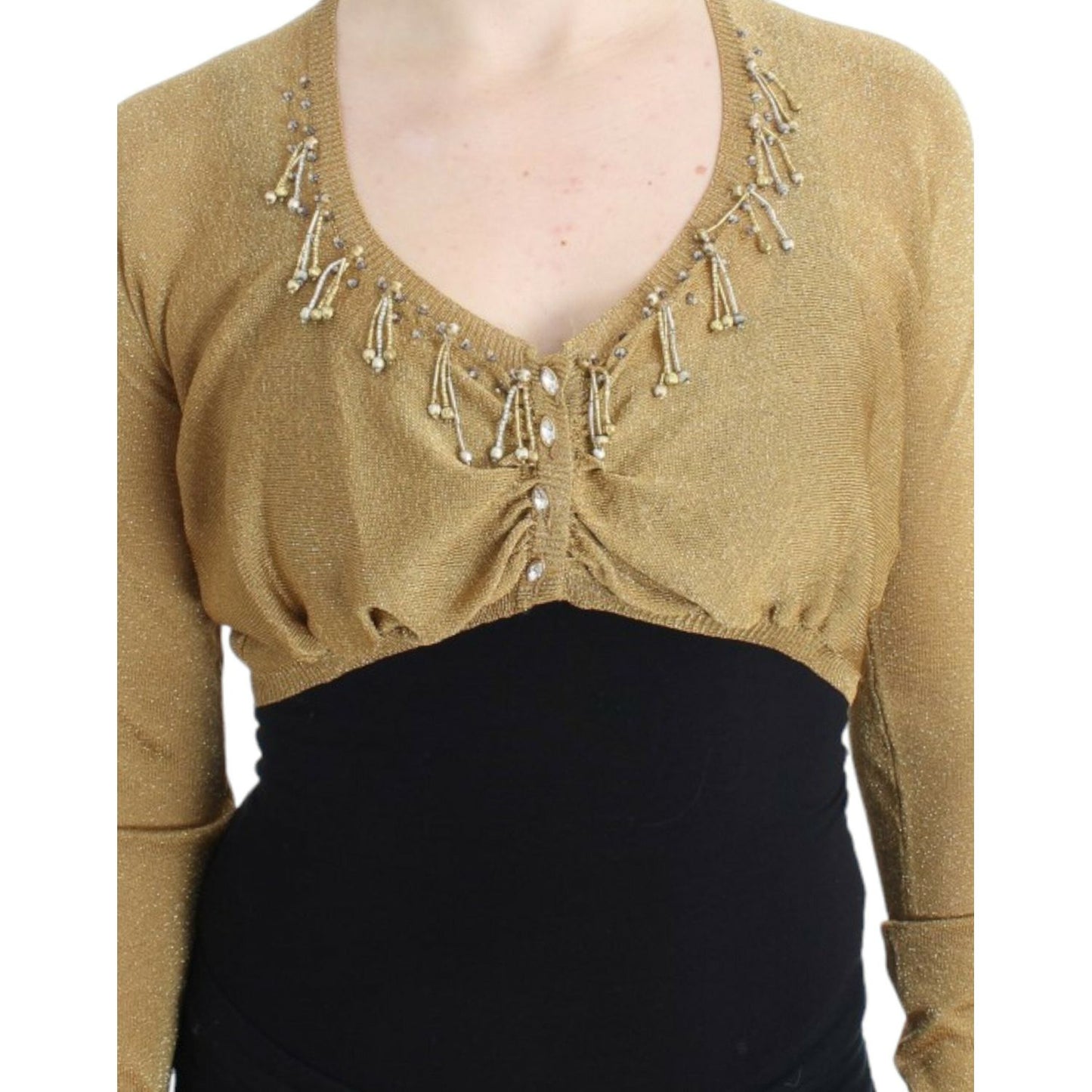 Cavalli Embellished Gold Shimmer Shrug Cavalli Dark Khaki