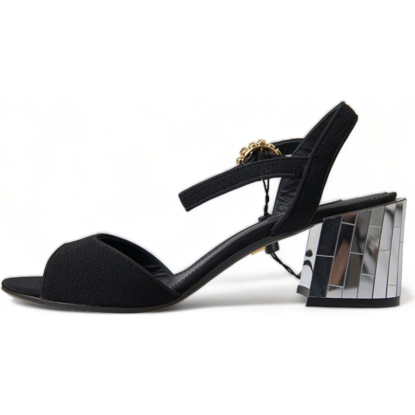 Dolce & Gabbana Black Crystals Ankle Strap Sandals Shoes LA10357-35