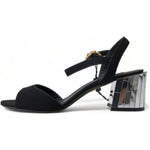 Dolce & Gabbana Black Crystals Ankle Strap Sandals Shoes LA10357-35