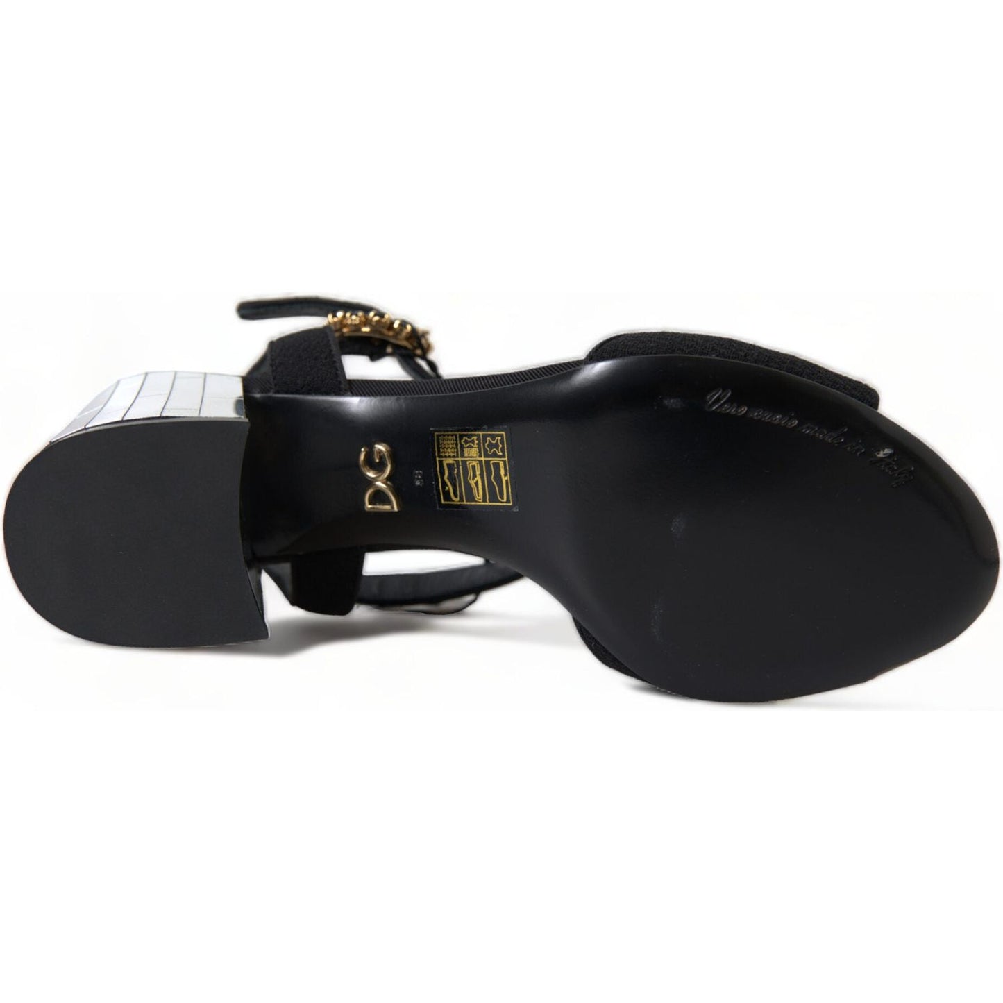 Dolce & Gabbana Black Crystals Ankle Strap Sandals Shoes LA10357-35