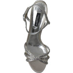 Dolce & Gabbana Dolce & Gabbana Elegant Crystal Embellished Heels Sandals LA10368-39 1728,67345645728,Dolce & Gabbana,EU36/US5.5,EU39/US8.5,EU40/US9.5,Material: 31% Silk 67% Viscose 2% Leather,New with tags,Sandals - Women - Shoes,Shoes,Silver,Women,Women