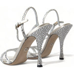 Dolce & Gabbana Dolce & Gabbana Elegant Crystal Embellished Heels Sandals LA10368-39 1728,67345645728,Dolce & Gabbana,EU36/US5.5,EU39/US8.5,EU40/US9.5,Material: 31% Silk 67% Viscose 2% Leather,New with tags,Sandals - Women - Shoes,Shoes,Silver,Women,Women