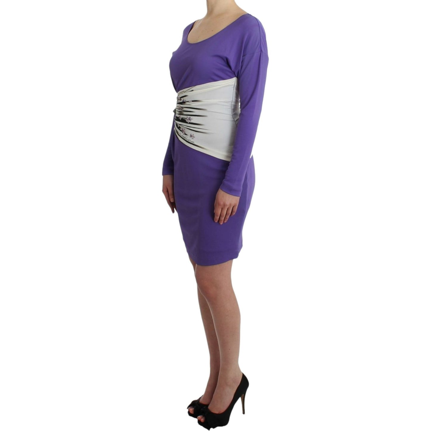 Cavalli Elegant Purple Floral Jersey Dress Cavalli Dark Slate Blue