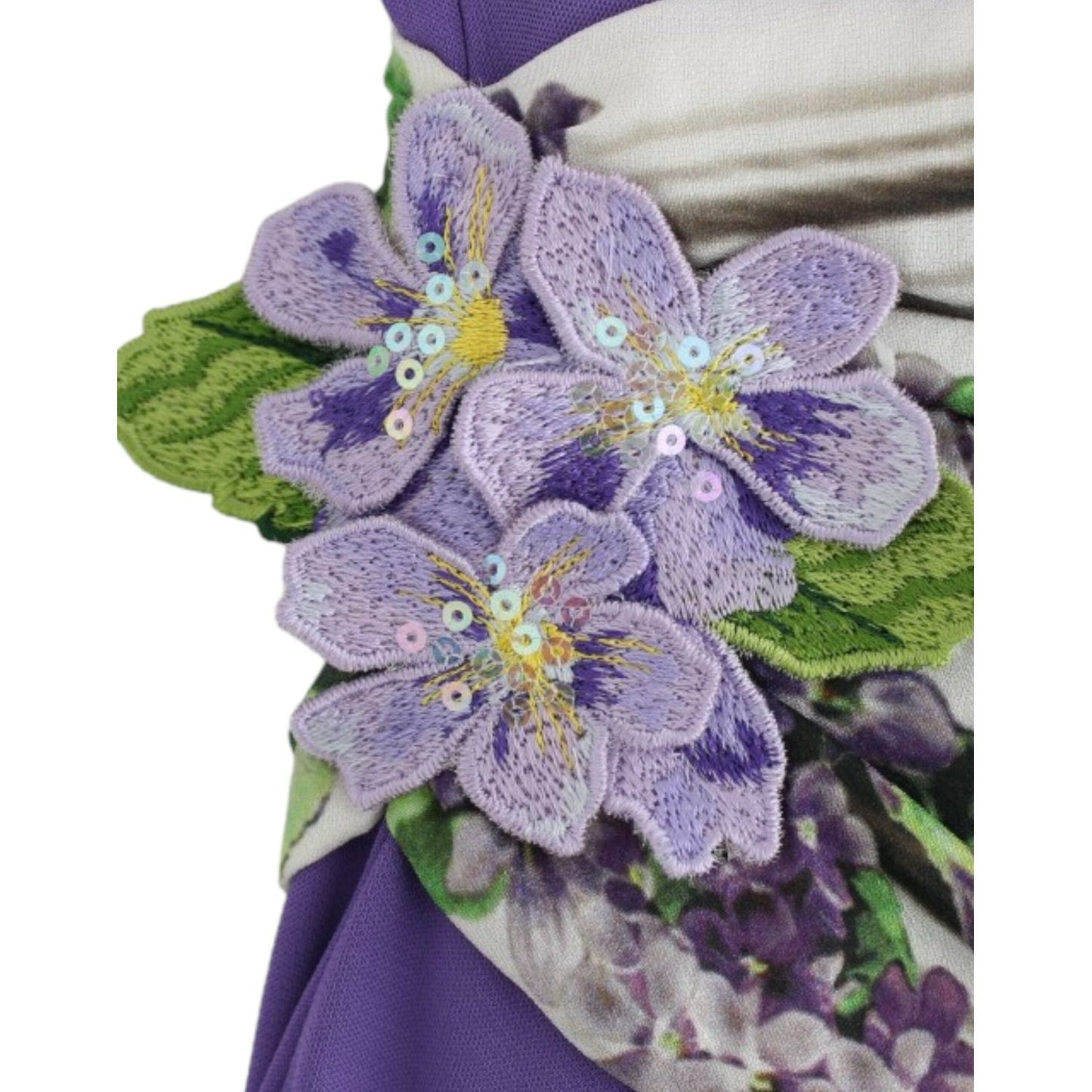 Cavalli Elegant Purple Floral Jersey Dress Cavalli Dark Gray