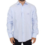 Cavalli Elegant Light Blue Italian Cotton Shirt Cavalli Light Gray