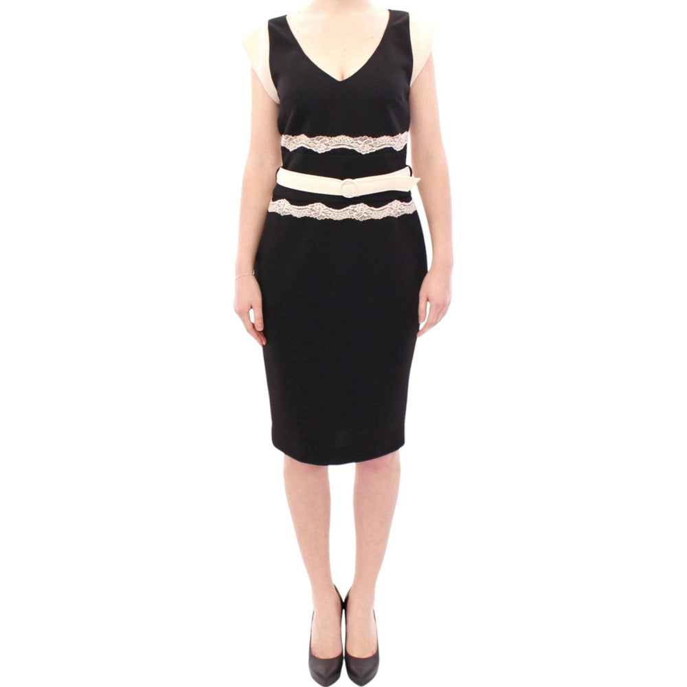 Cavalli Elegant Sheath Lace Dress in Black and Beige Cavalli Dark Slate Gray