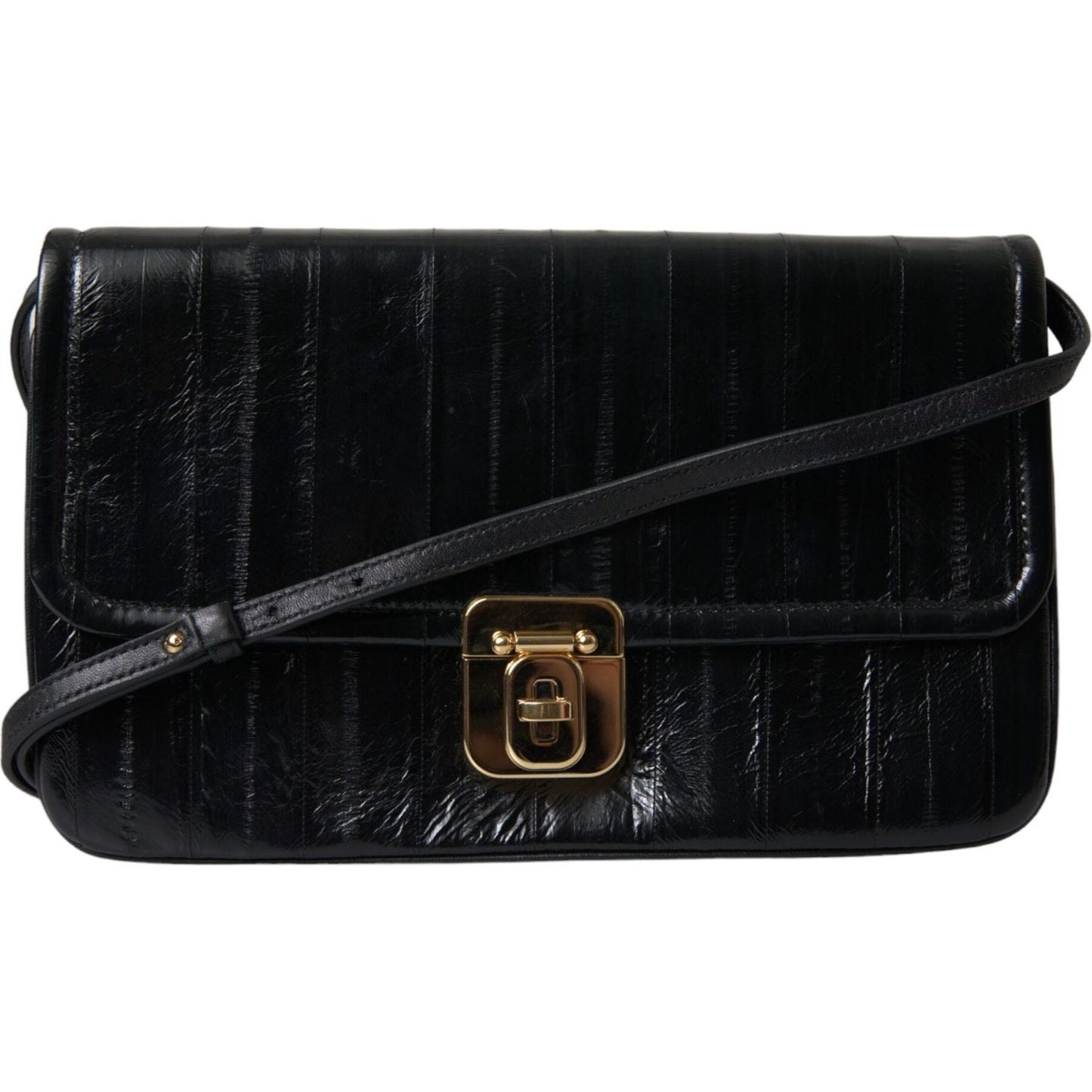 Dolce & Gabbana Elegant Eelskin Leather Shoulder Bag Dolce & Gabbana Black