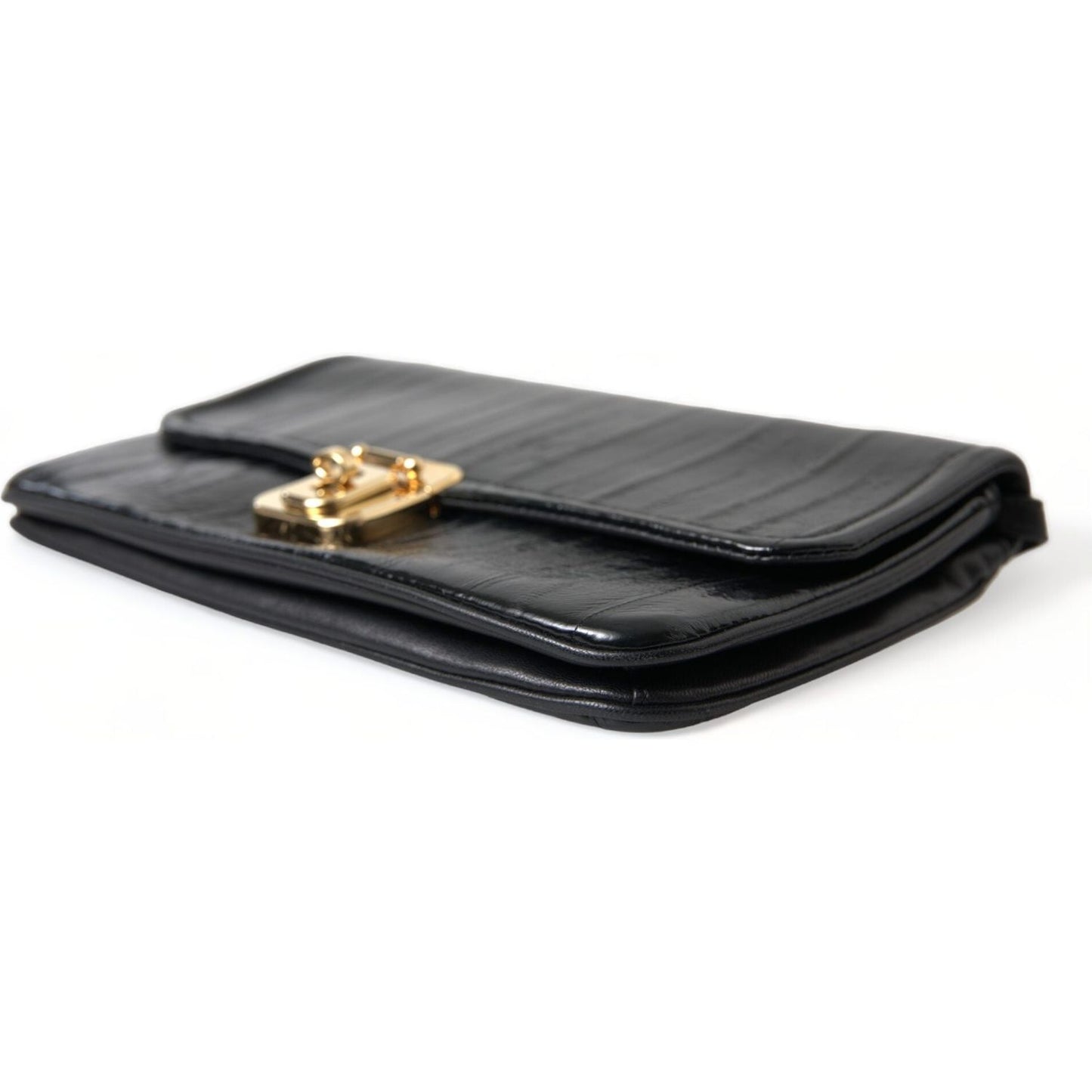 Dolce & Gabbana Elegant Eelskin Leather Shoulder Bag Dolce & Gabbana Dark Slate Gray