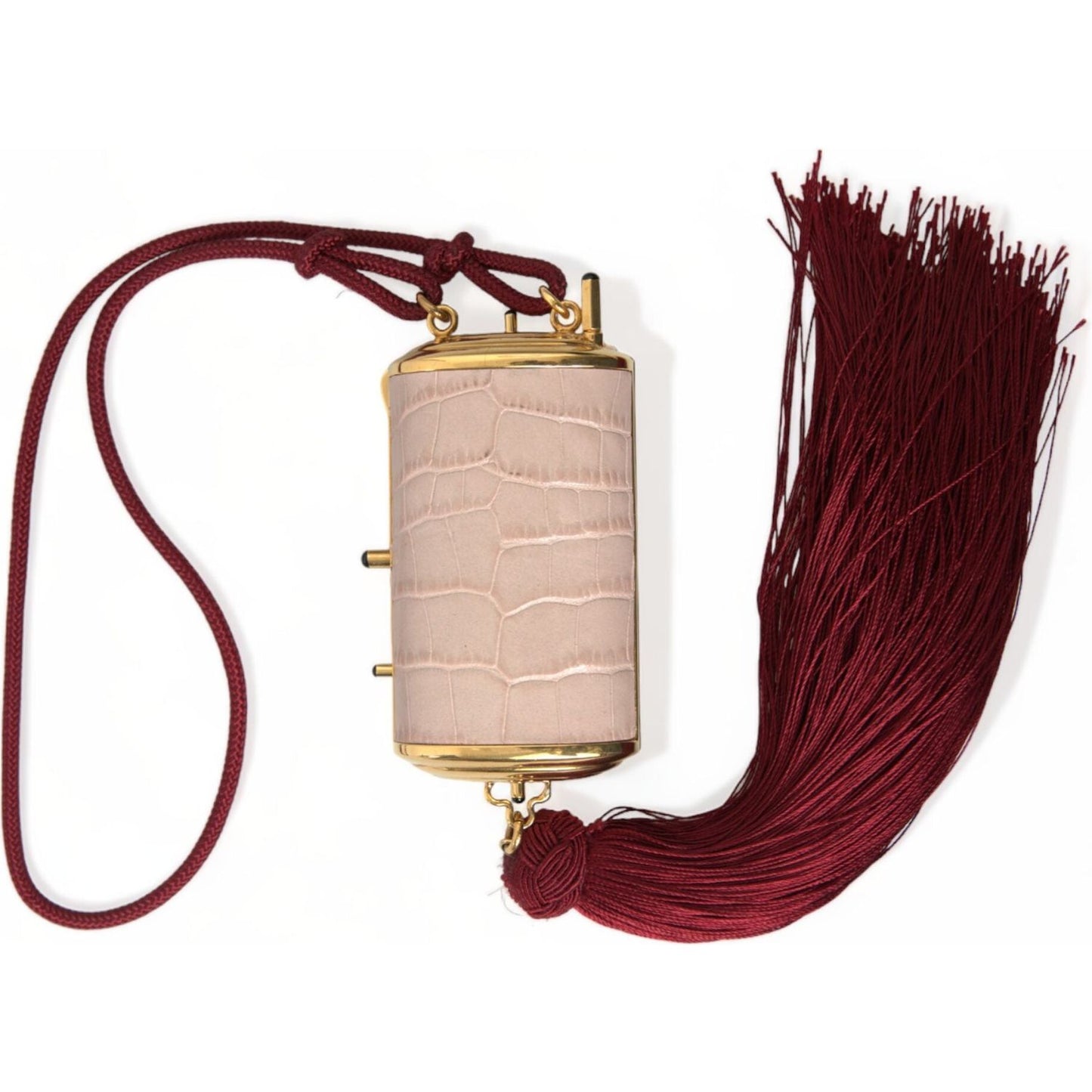 Dolce & Gabbana Exotic Pink Leather Mini Mirror Bag with Tassel Dolce & Gabbana Saddle Brown