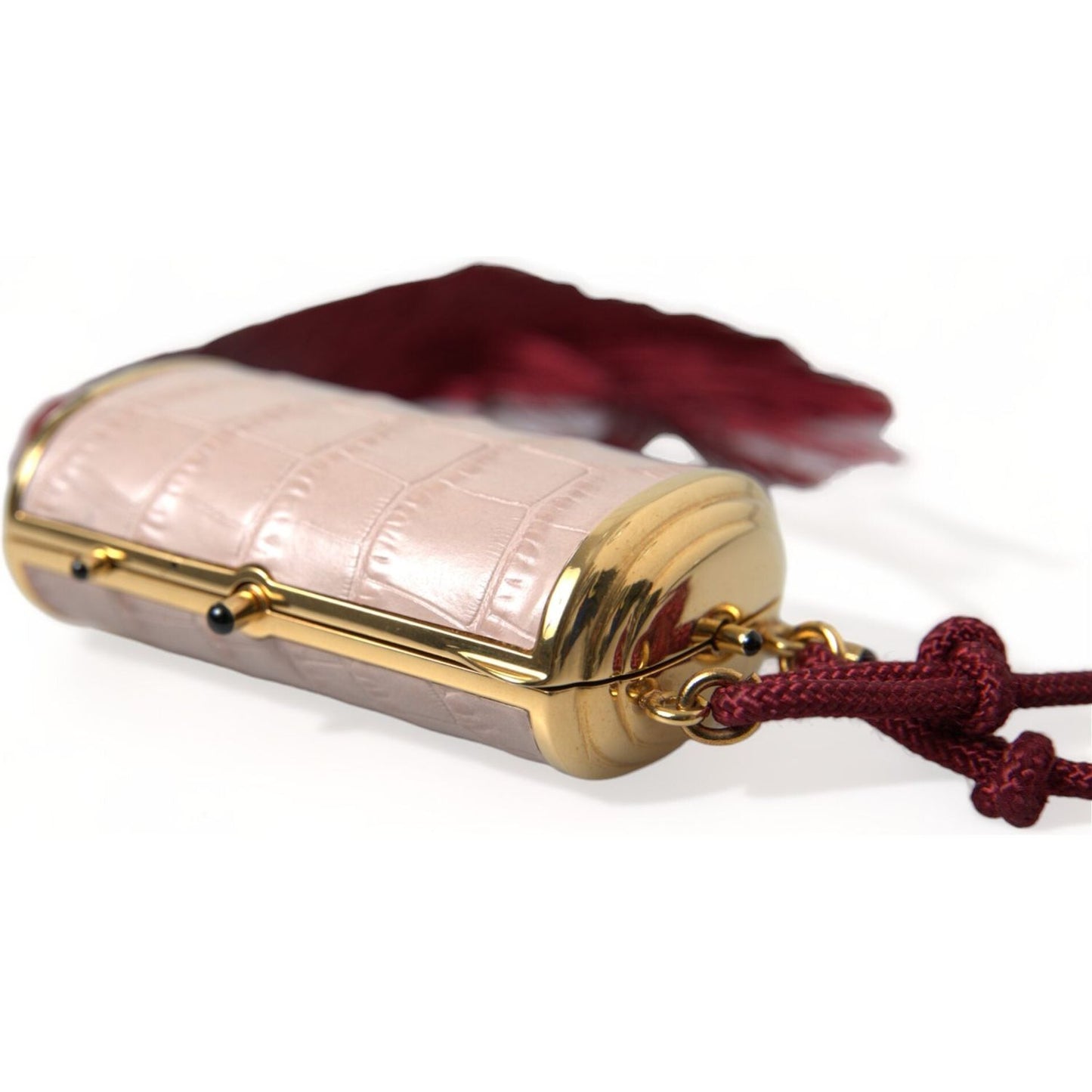 Dolce & Gabbana Exotic Pink Leather Mini Mirror Bag with Tassel Dolce & Gabbana Dark Red